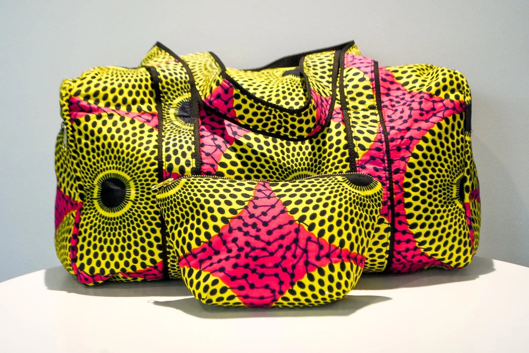 African Print Duffel and Cosmetic Bag Set