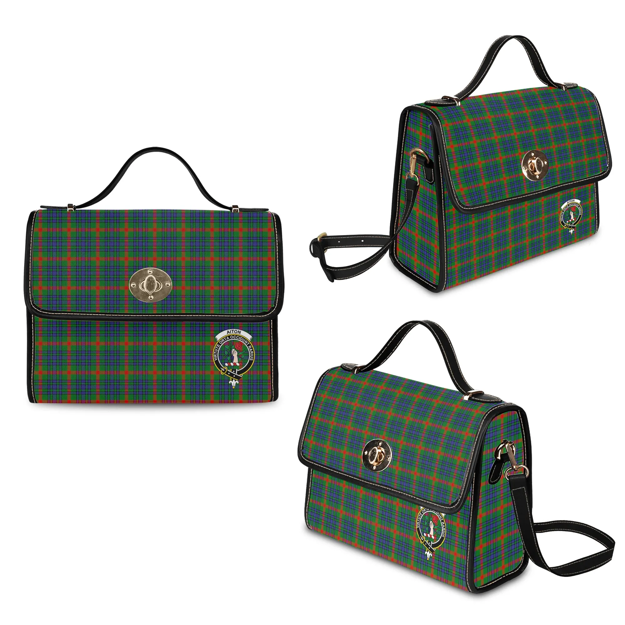 Aiton Tartan Waterproof Canvas Bag with Family Crest