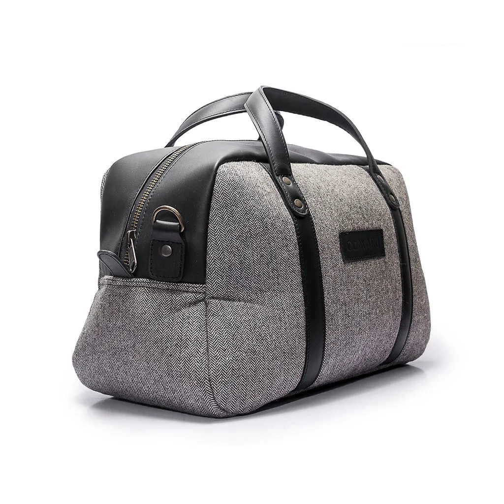 Albatross Weekender - Gray Herringbone | Black Leather