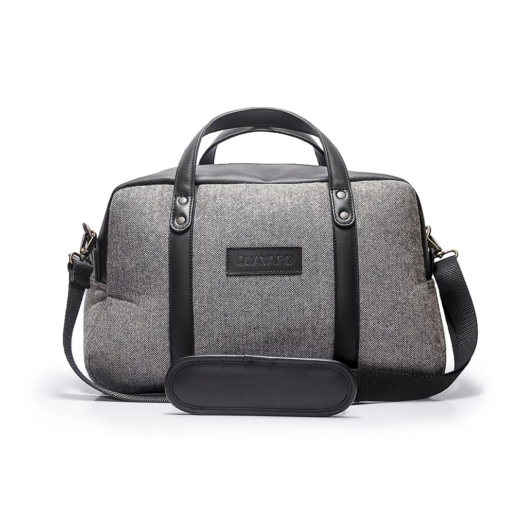 Albatross Weekender - Gray Herringbone | Black Leather