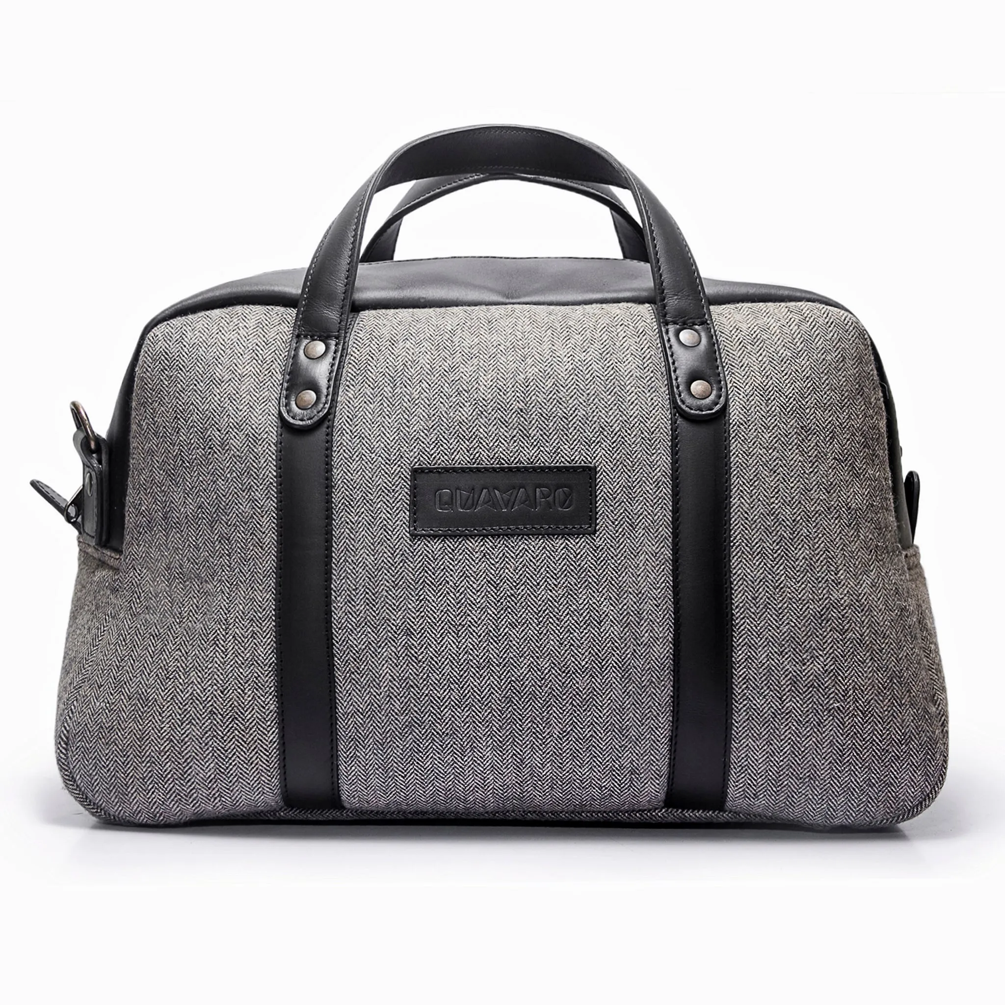 Albatross Weekender - Gray Herringbone | Black Leather