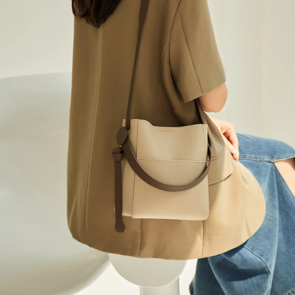 Alexa Daily Leather Bucket Bag