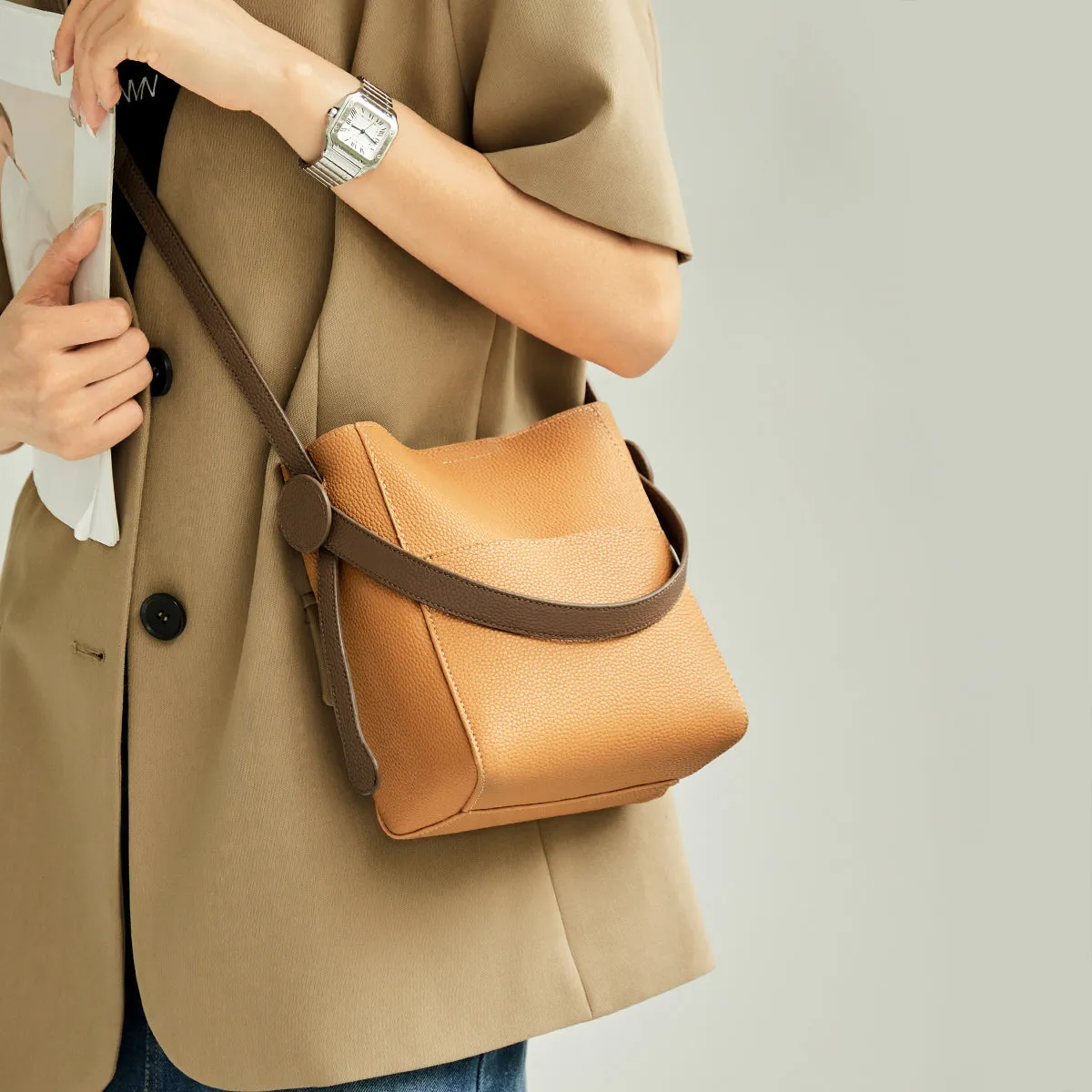 Alexa Daily Leather Bucket Bag