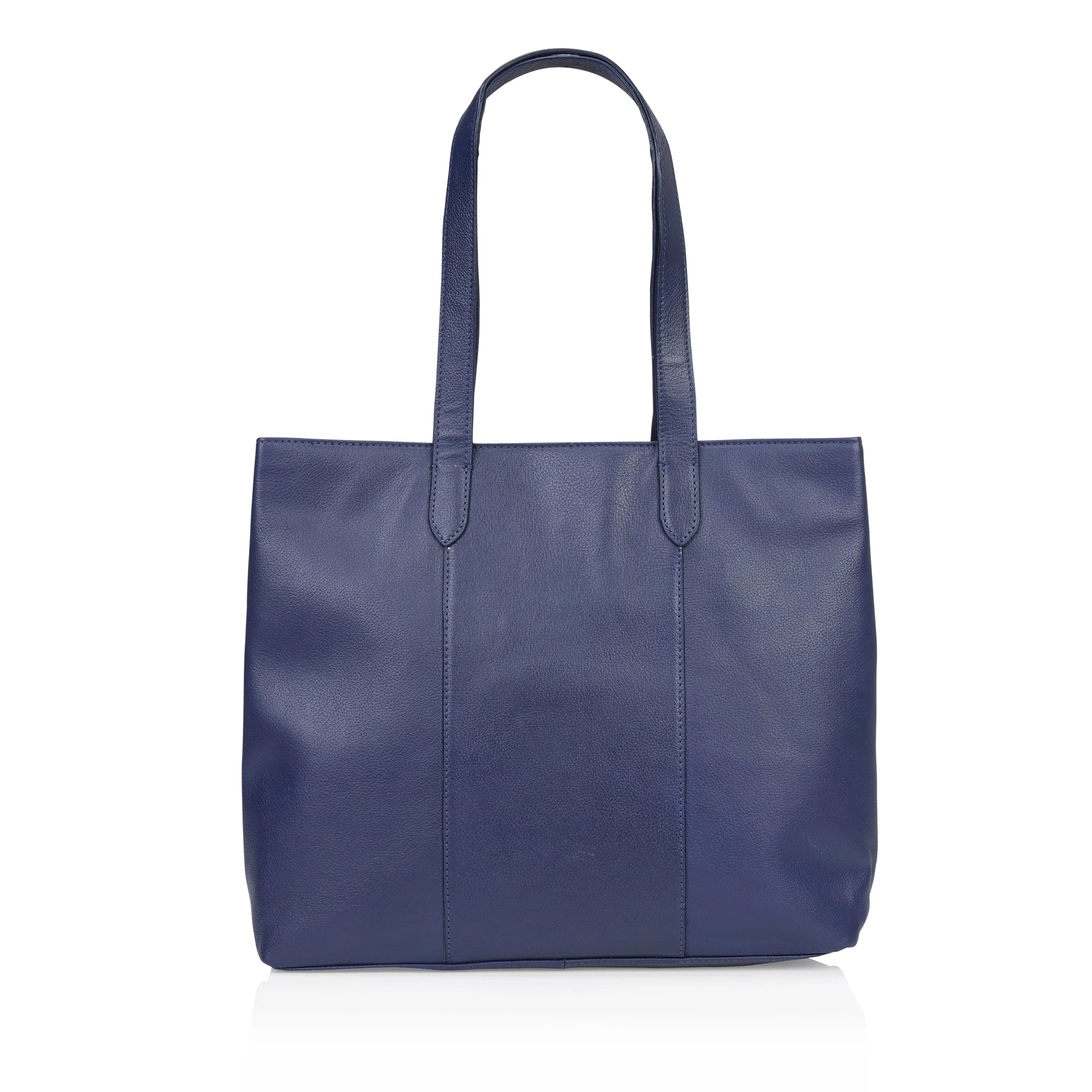 Amber Leather Tote Bag - Navy