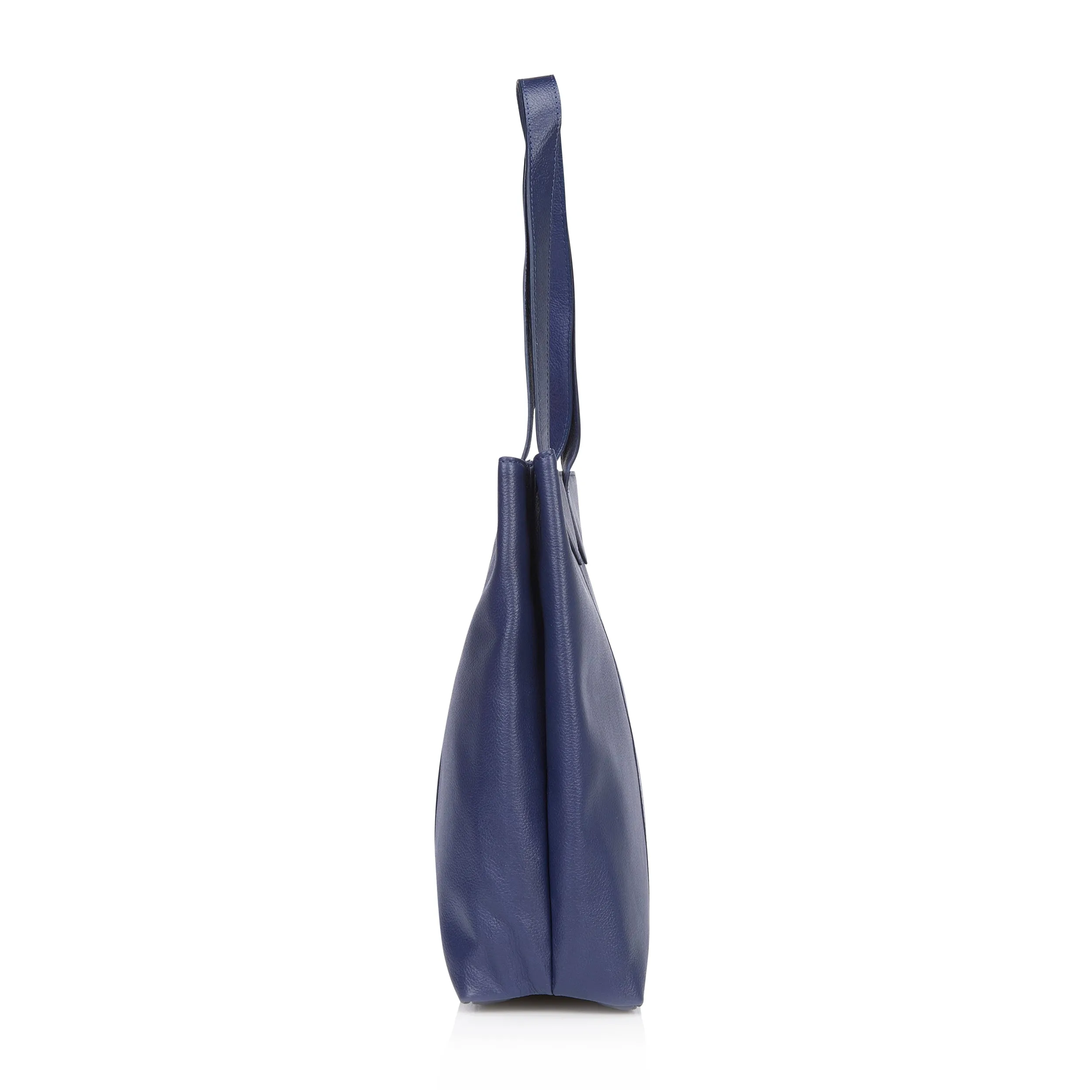 Amber Leather Tote Bag - Navy