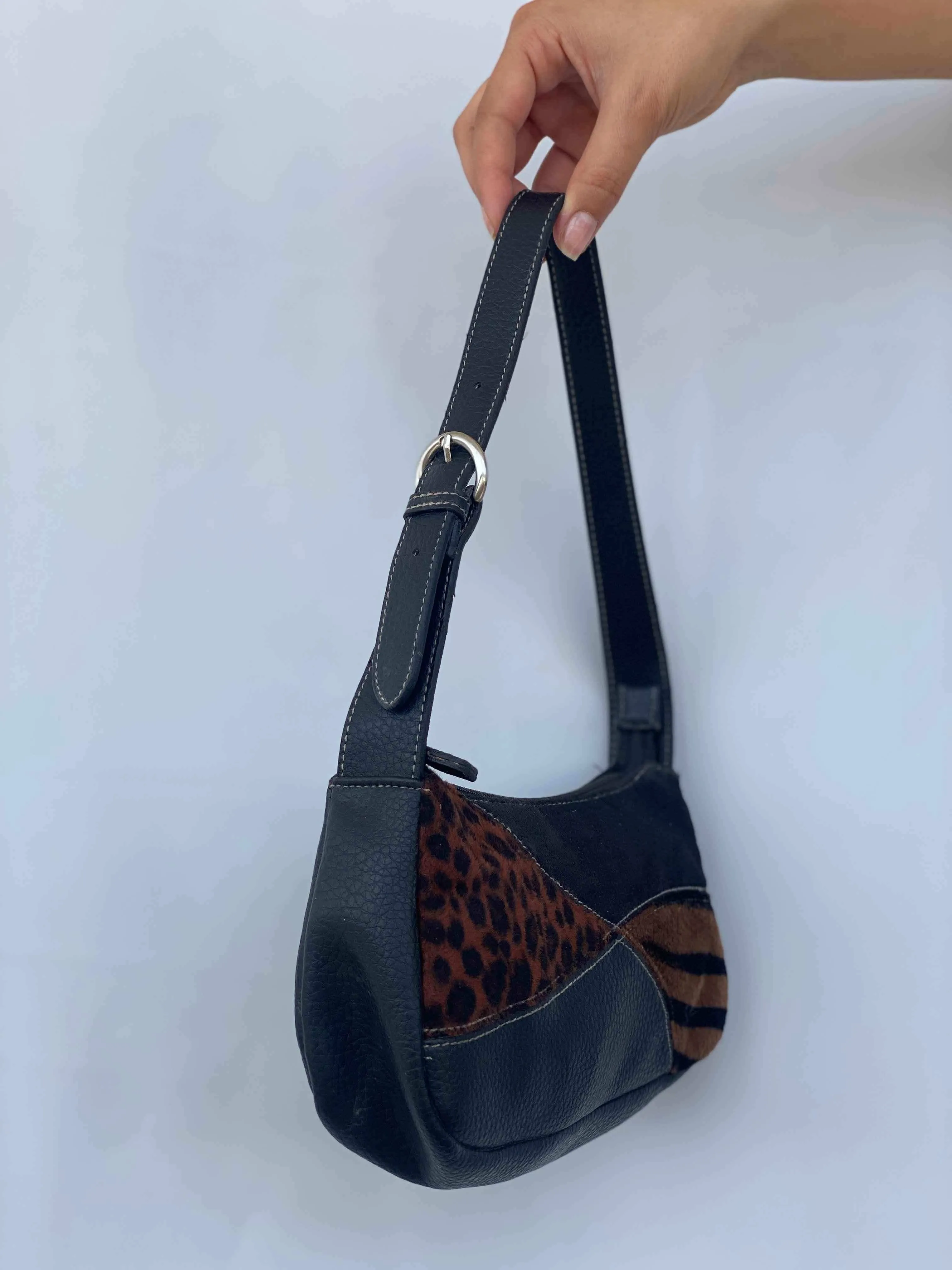 Animal Print Patchwork Shoulder Bag