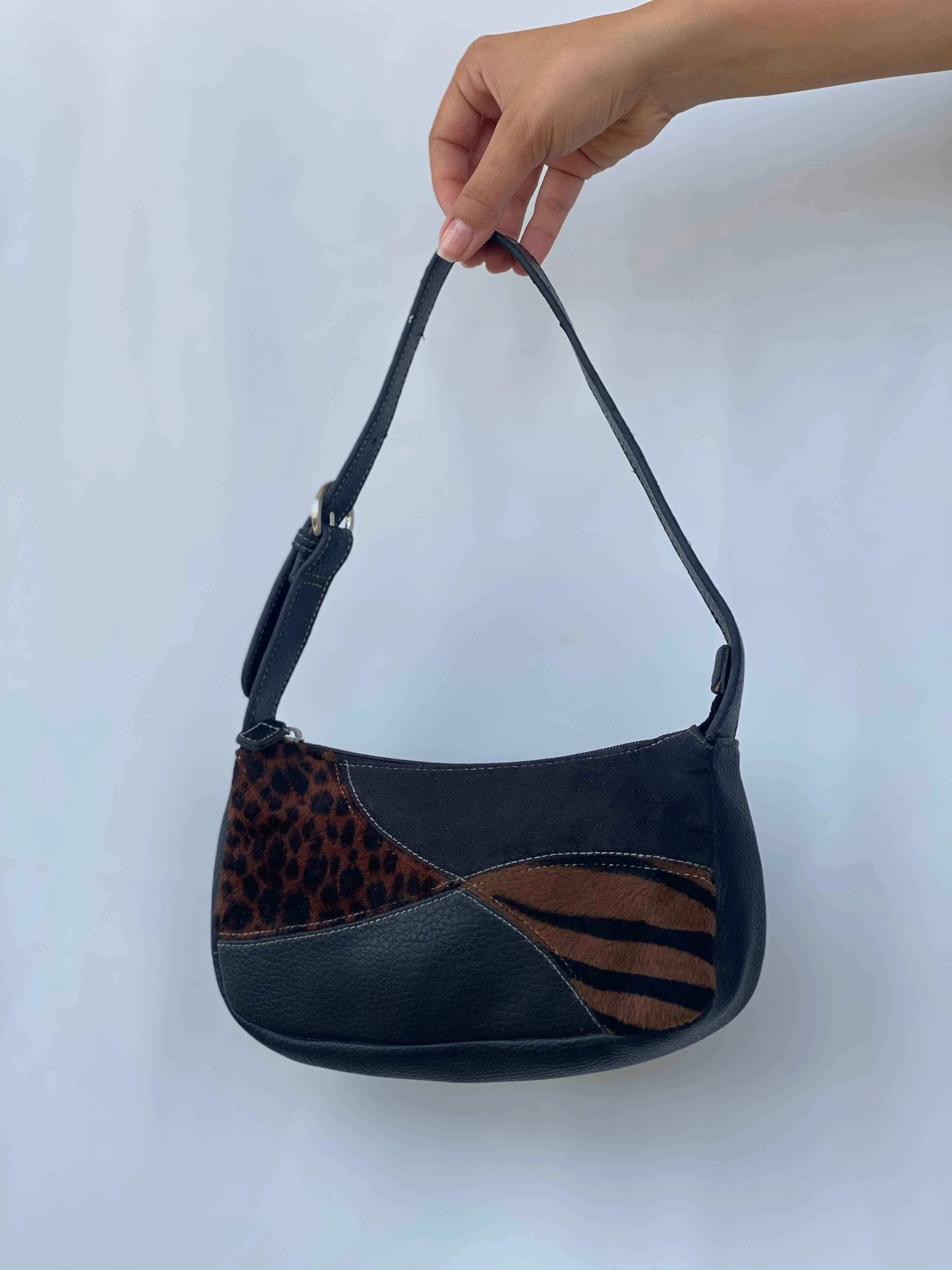 Animal Print Patchwork Shoulder Bag