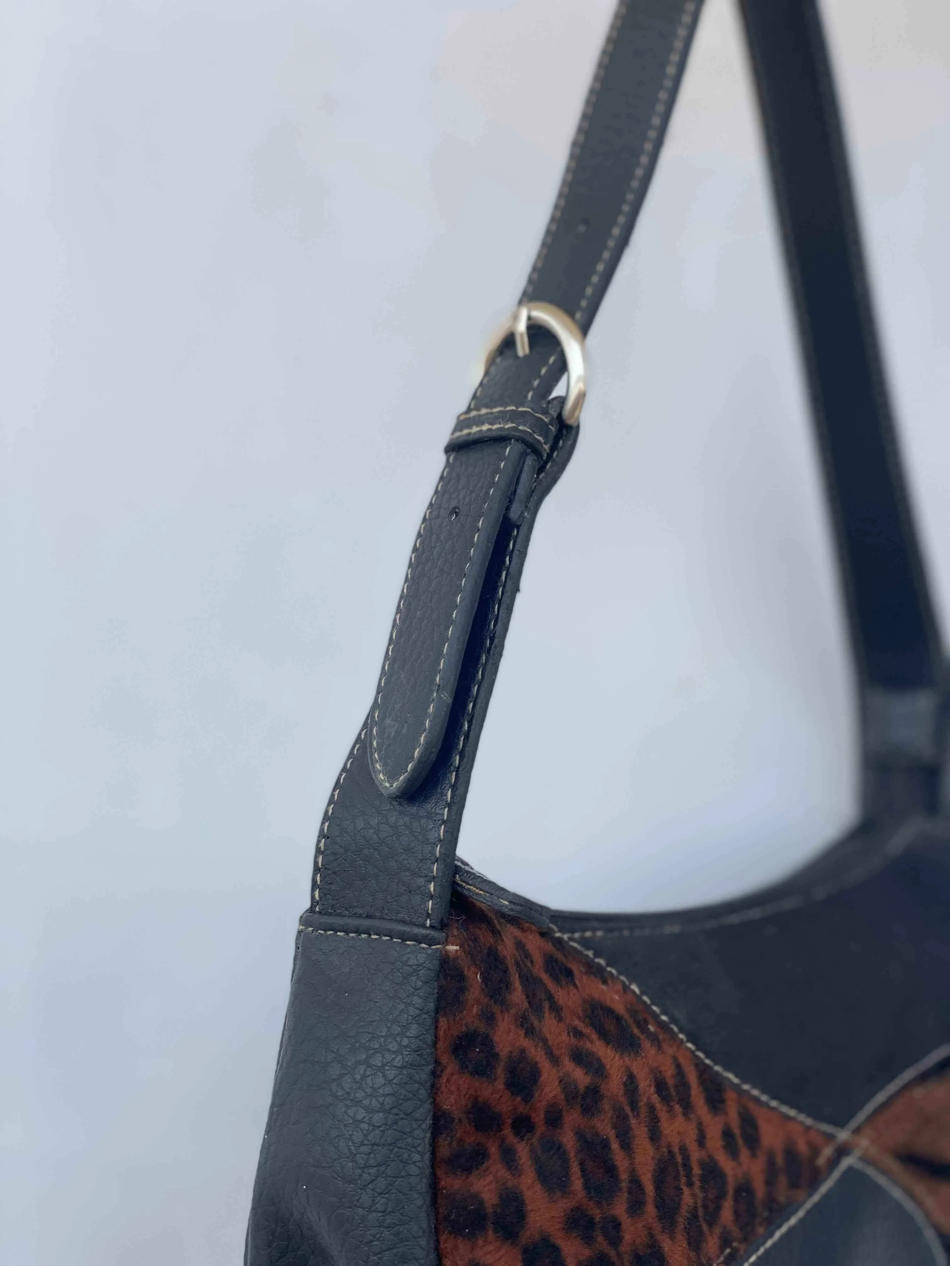 Animal Print Patchwork Shoulder Bag