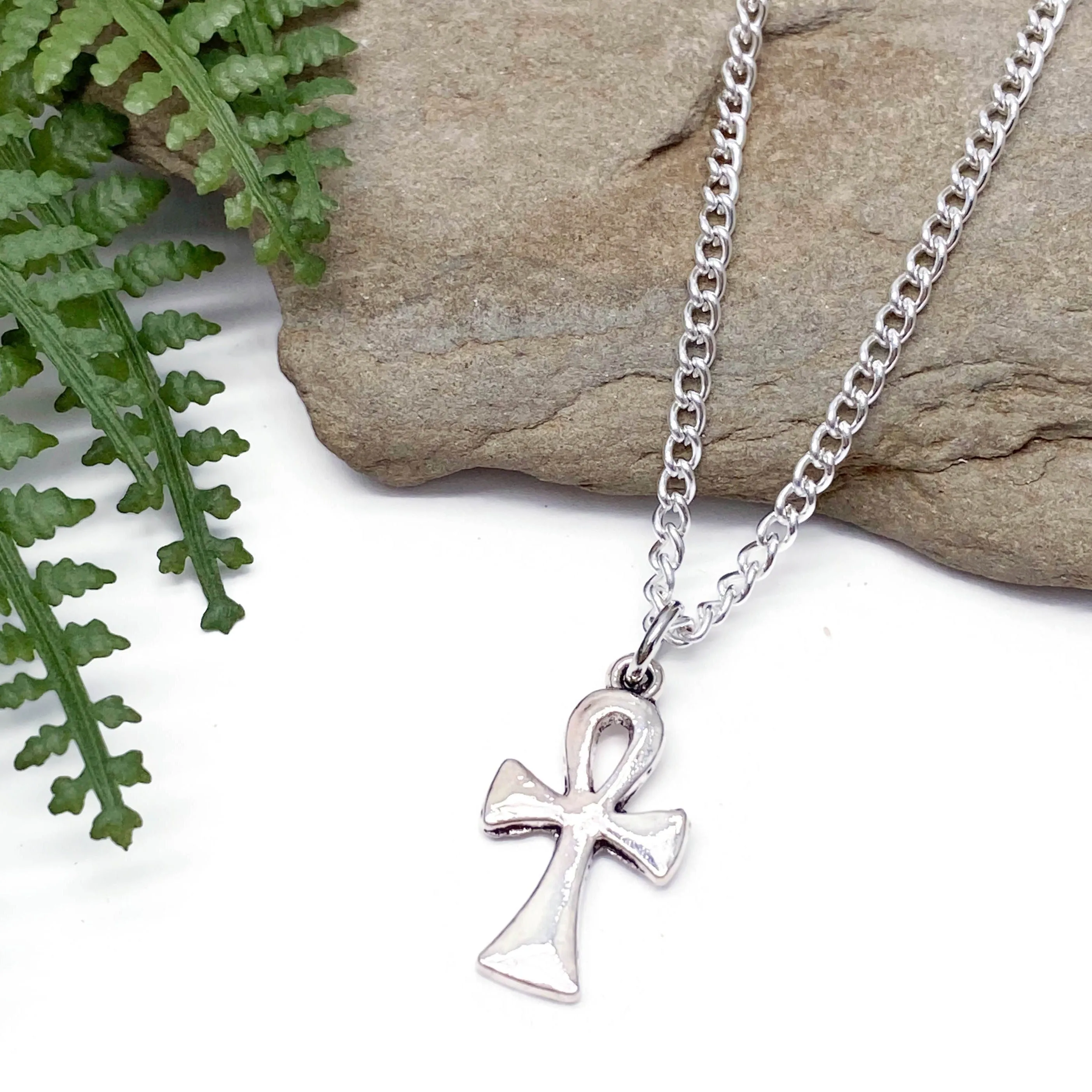 Ankh Charm Silver Plated Pendant Necklace