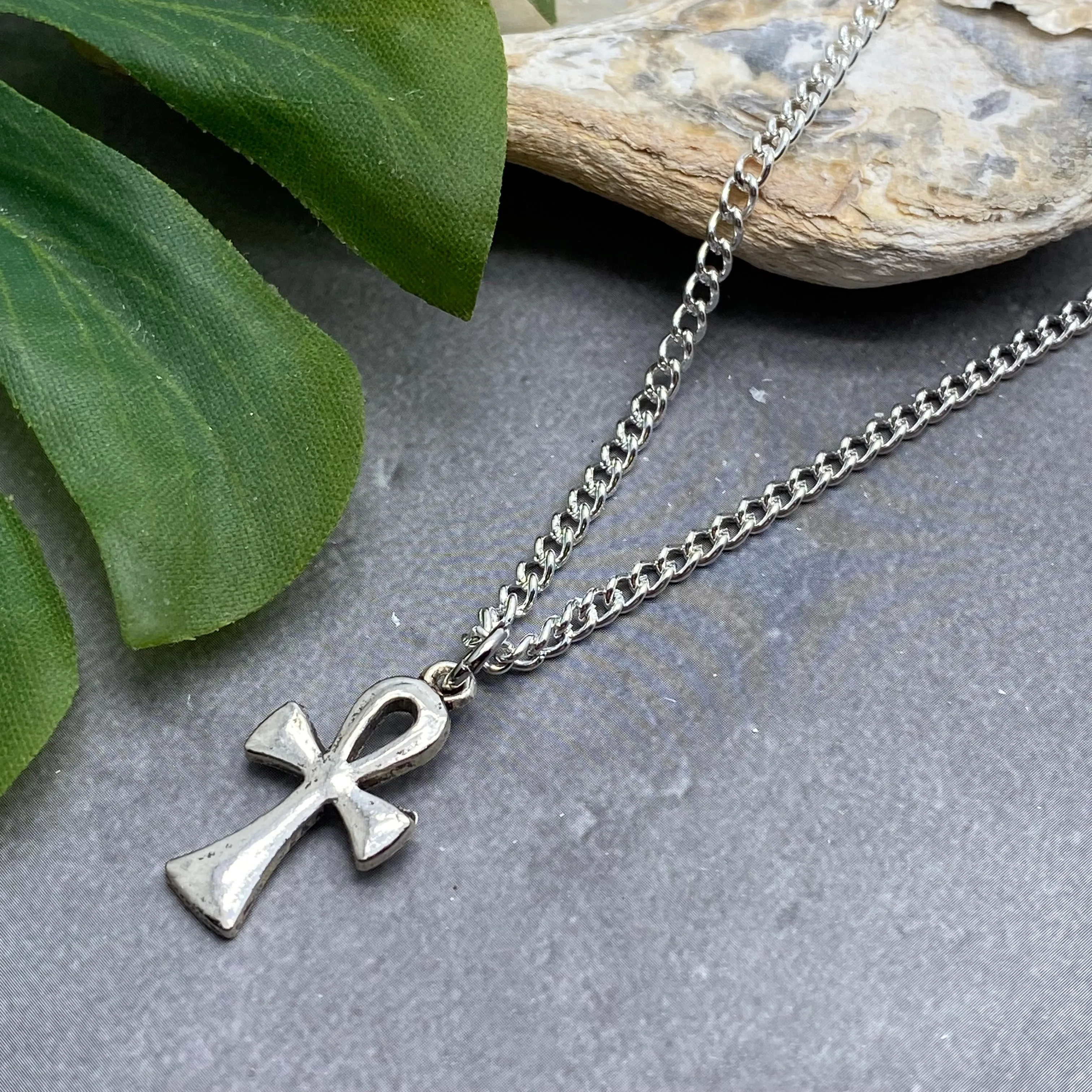 Ankh Charm Silver Plated Pendant Necklace