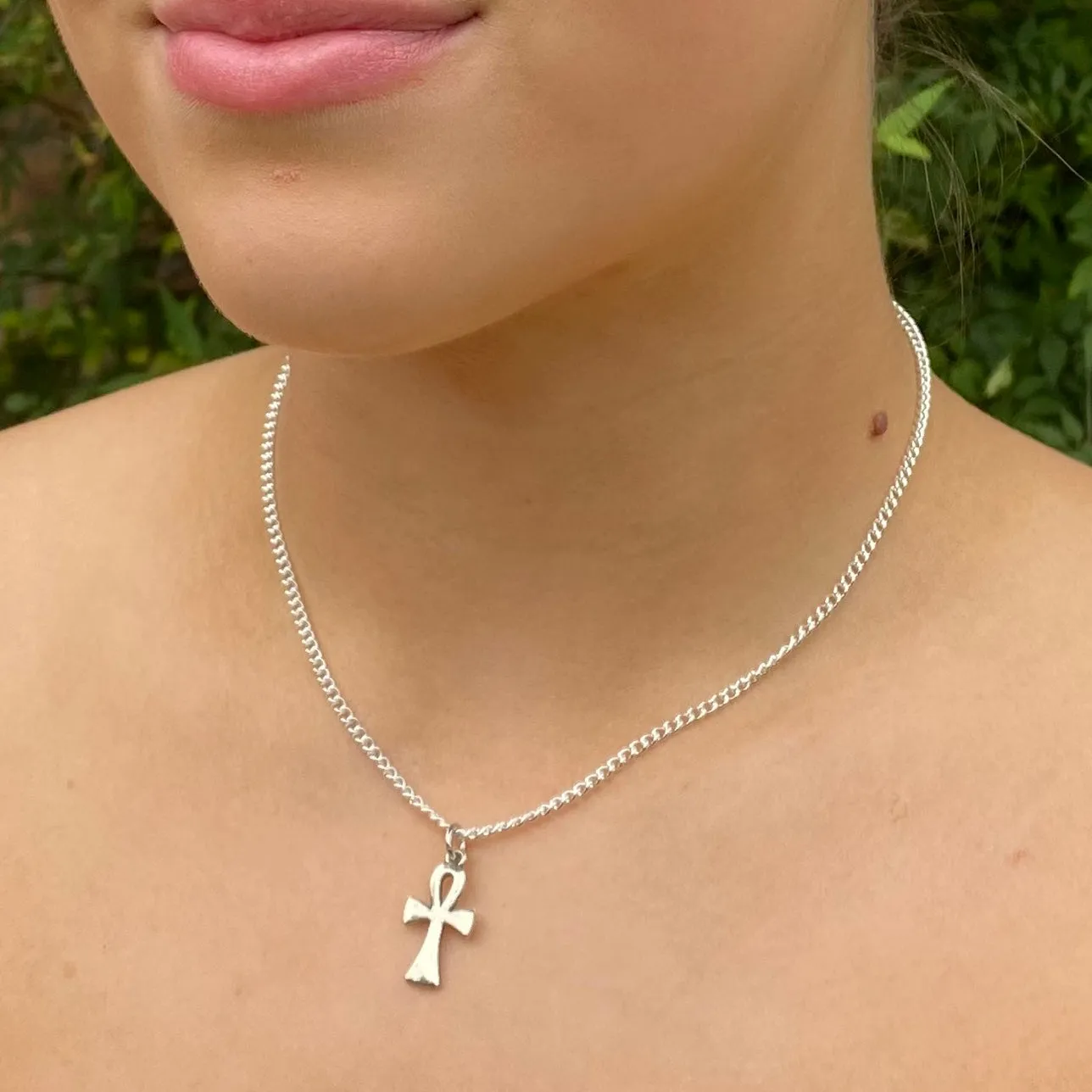 Ankh Charm Silver Plated Pendant Necklace