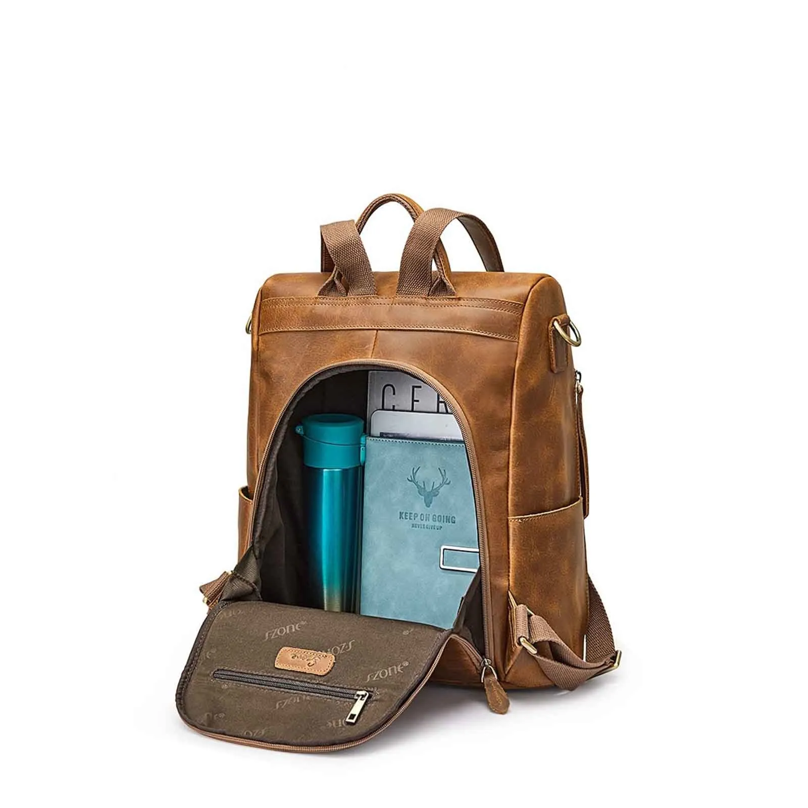 Anti-Theft Vintage Leather Backpack