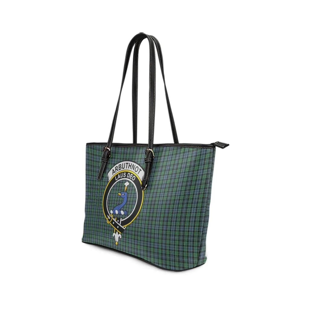 Arbuthnot Tartan Leather Tote Bag with Family Crest