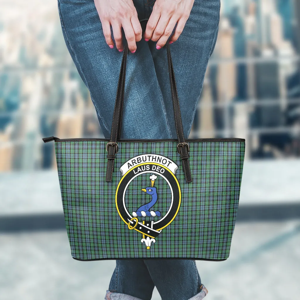 Arbuthnot Tartan Leather Tote Bag with Family Crest