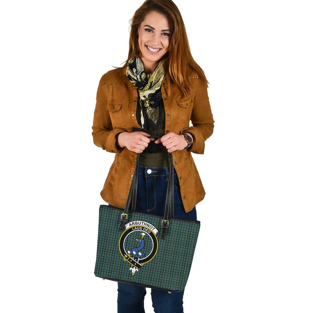 Arbuthnot Tartan Leather Tote Bag with Family Crest