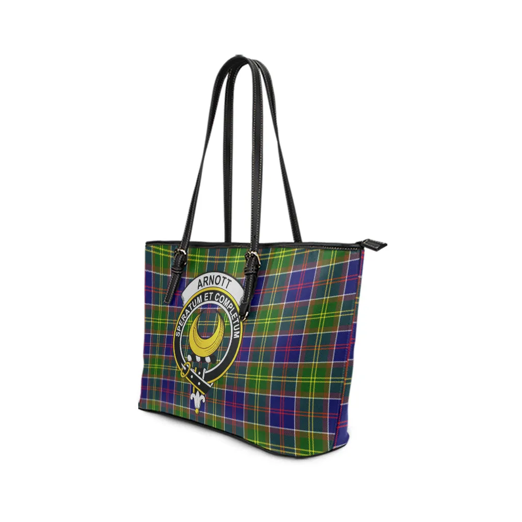 Arnott Tartan Leather Tote Bag with Family Crest