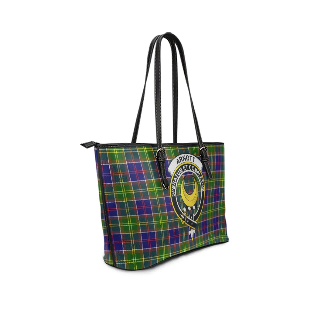 Arnott Tartan Leather Tote Bag with Family Crest