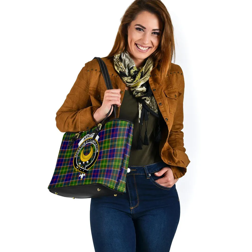 Arnott Tartan Leather Tote Bag with Family Crest