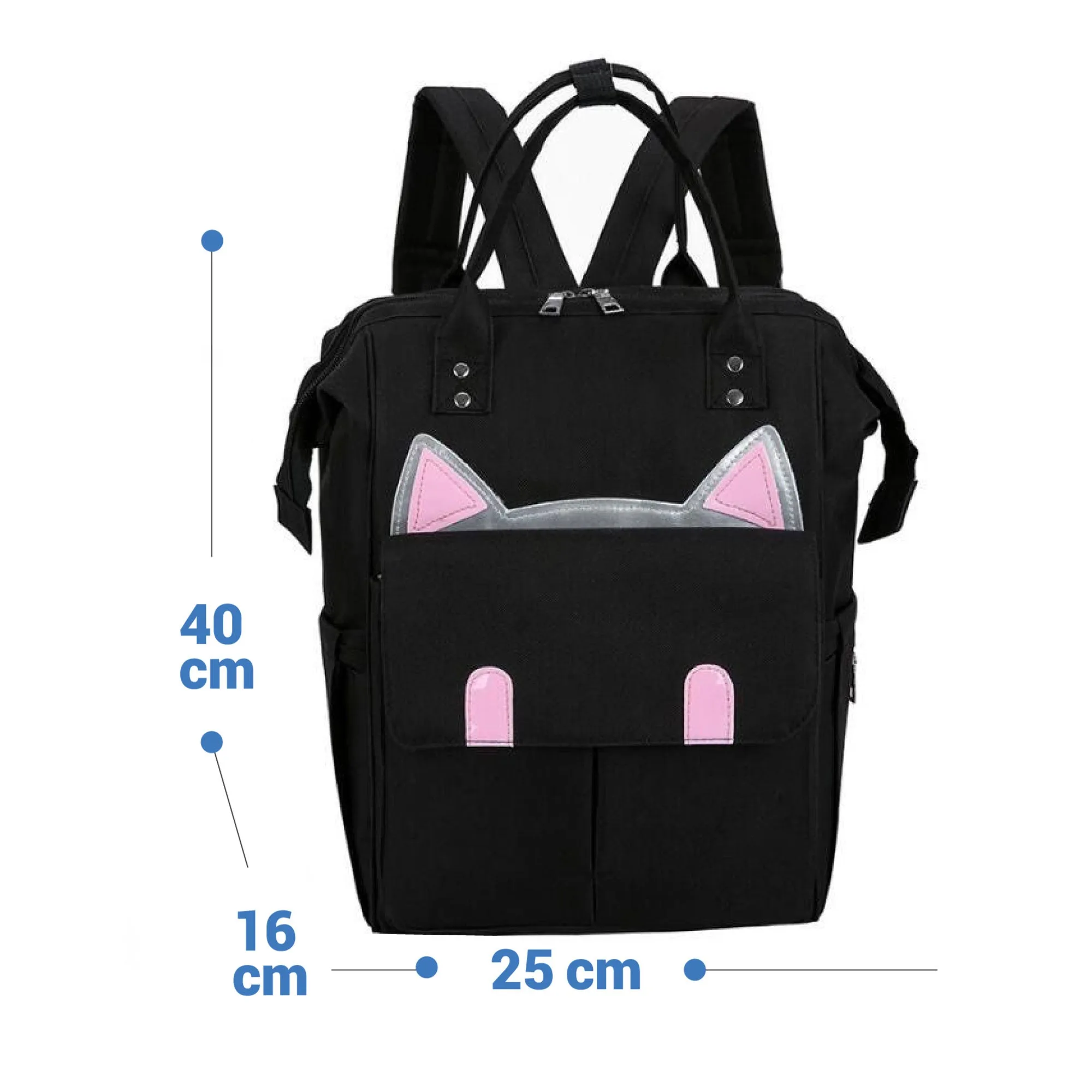 Babymoon Mother Diaper Bag Lightweight Multifunctional Travel Unisex Diaper Backpack | Black Kitty