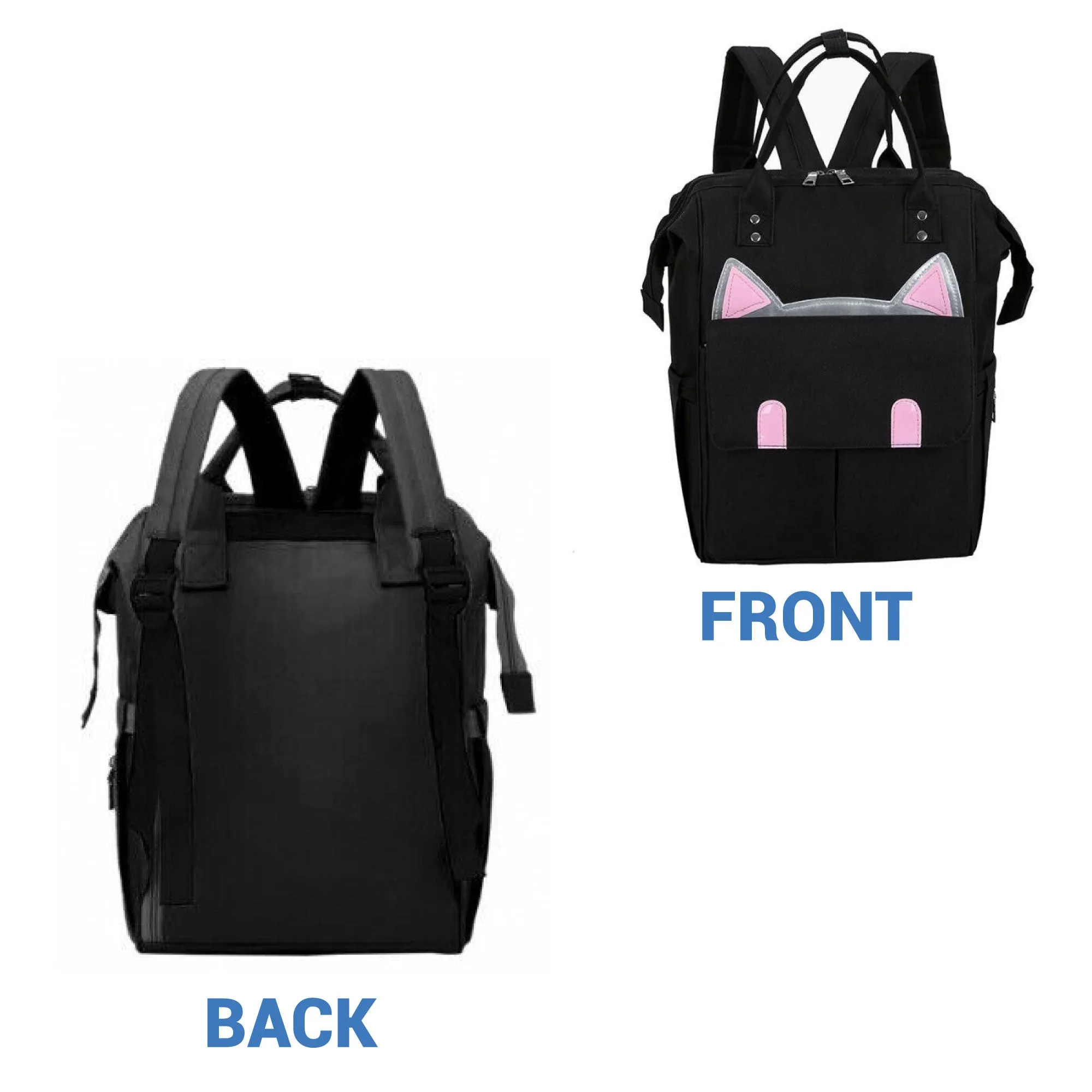 Babymoon Mother Diaper Bag Lightweight Multifunctional Travel Unisex Diaper Backpack | Black Kitty