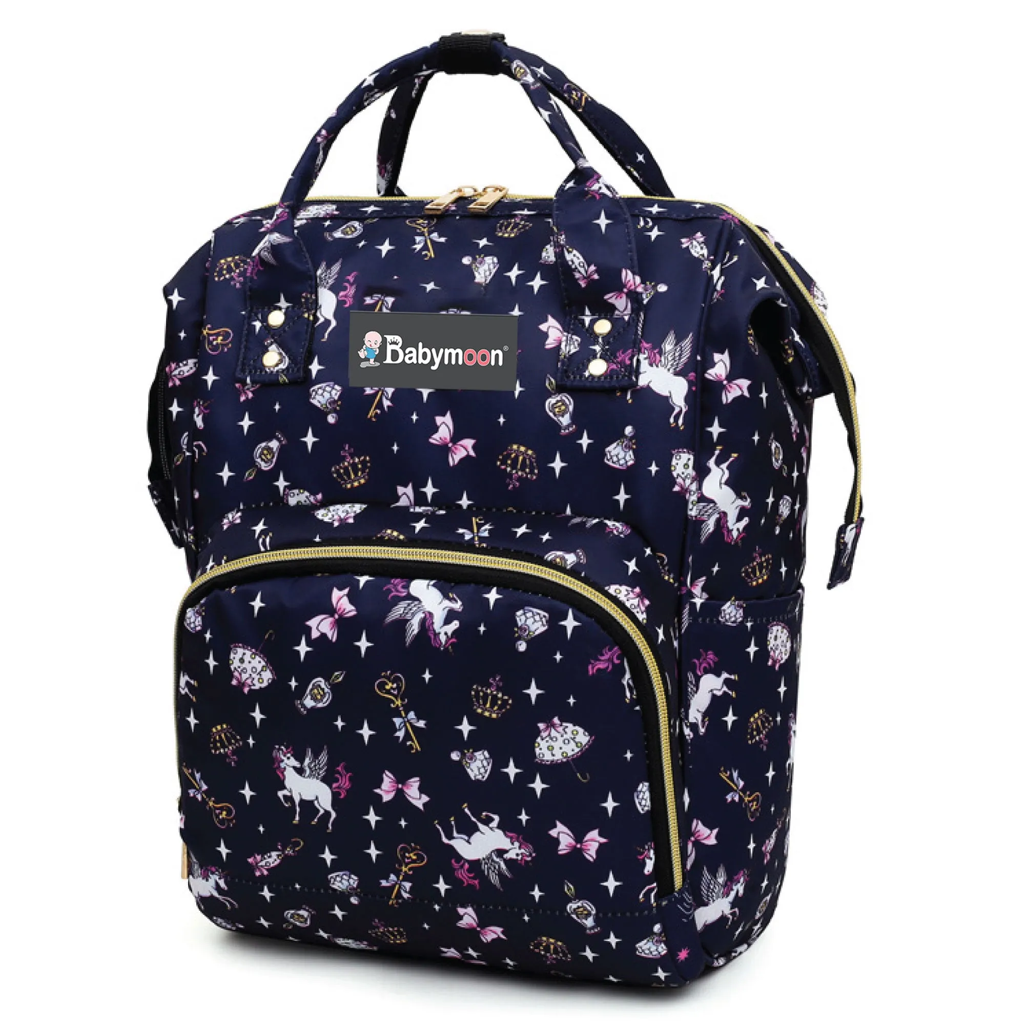 Babymoon Mother Diaper Bag Lightweight Multifunctional Travel Unisex Diaper Backpack - Dark Blue Unicorn