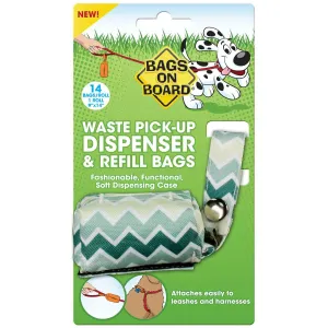 Bags On Board Fashion Dispenser And Poop Bag Refills Chevron Print 14 Bags Green