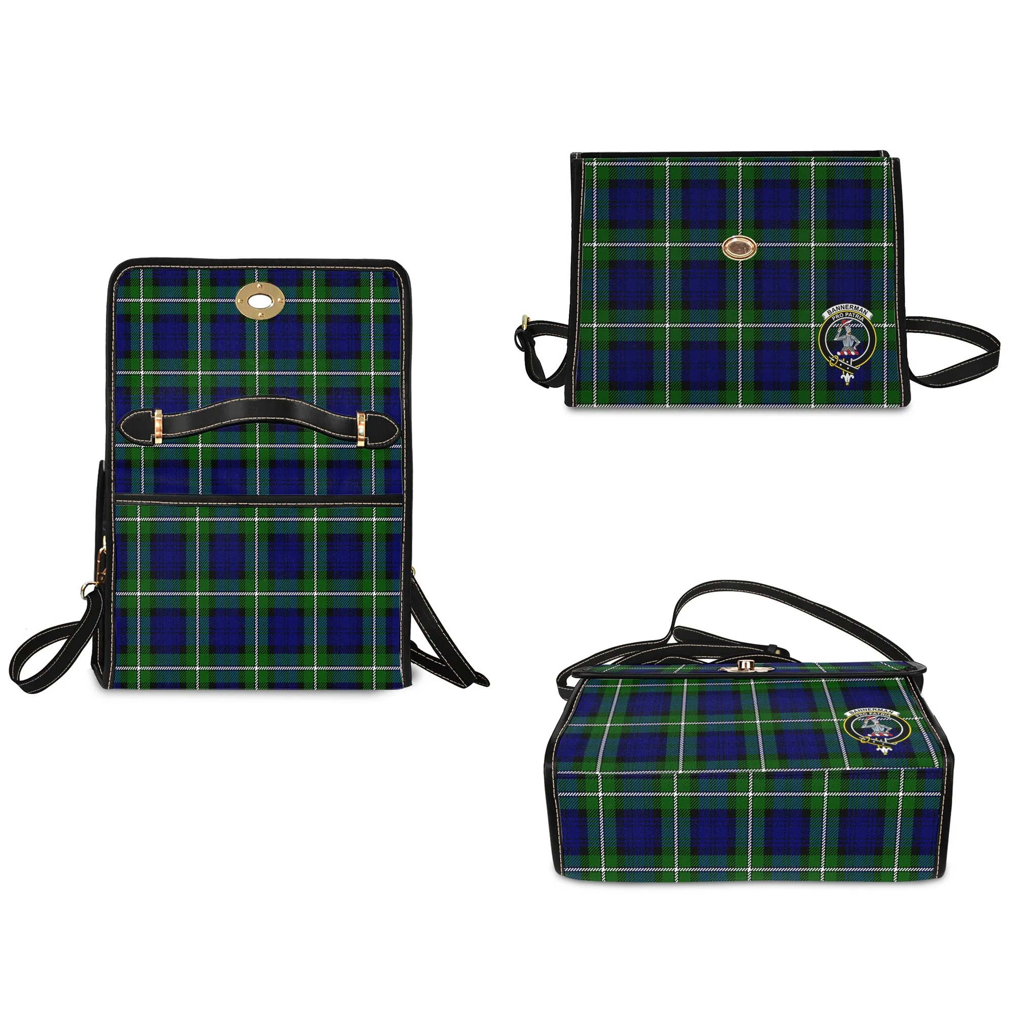 Bannerman Tartan Waterproof Canvas Bag with Family Crest