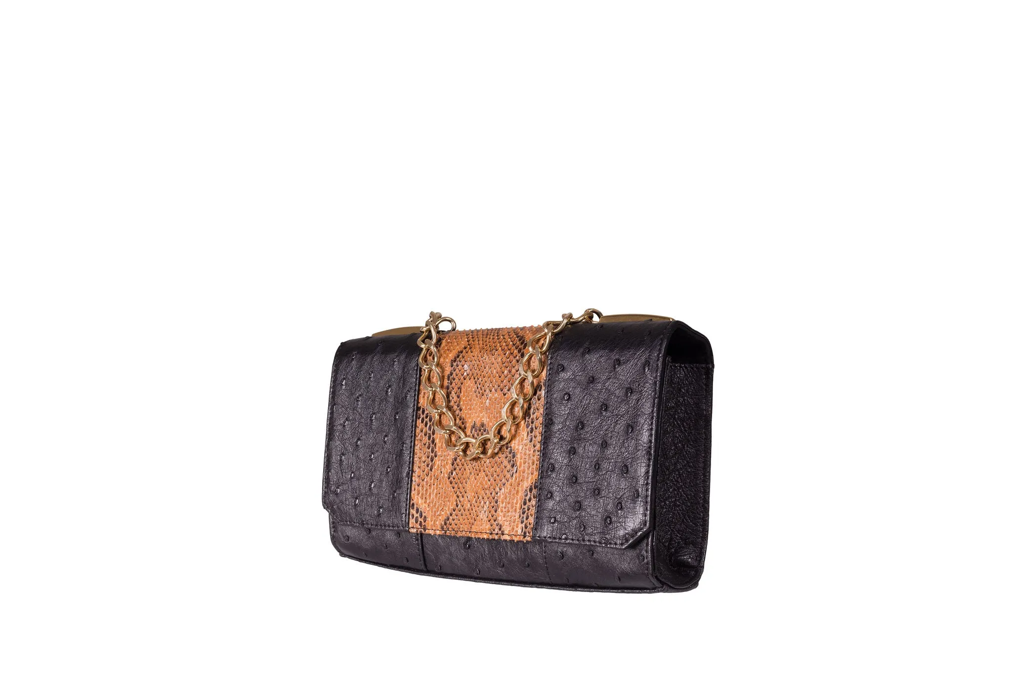 Belinda  - Ostrich & African Python Leather Clutch bag