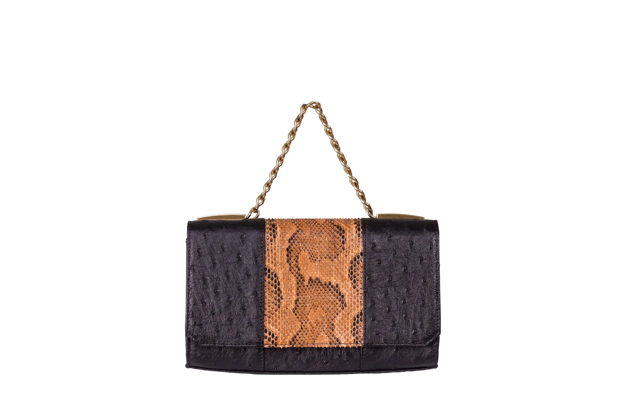 Belinda  - Ostrich & African Python Leather Clutch bag