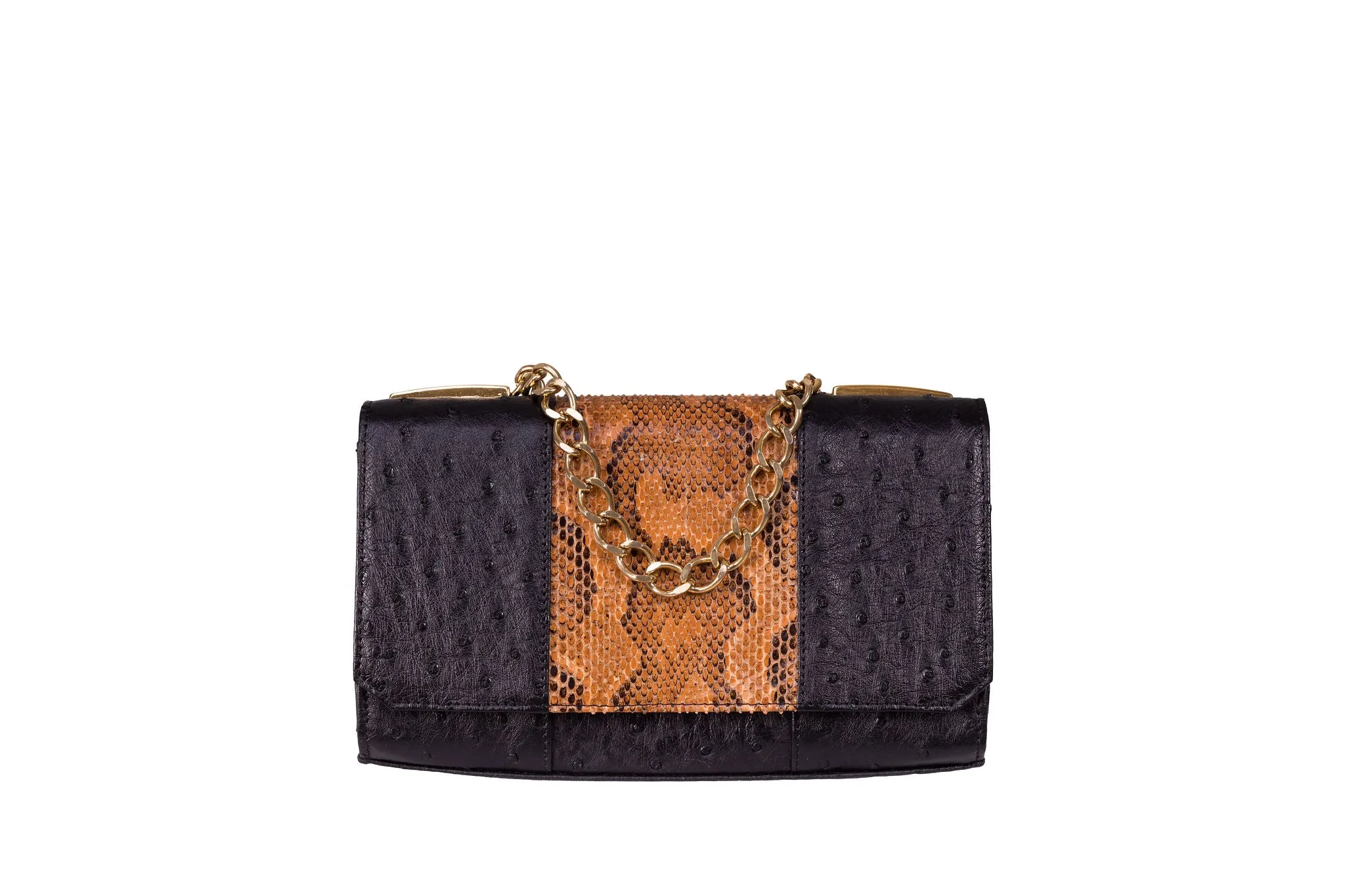 Belinda  - Ostrich & African Python Leather Clutch bag