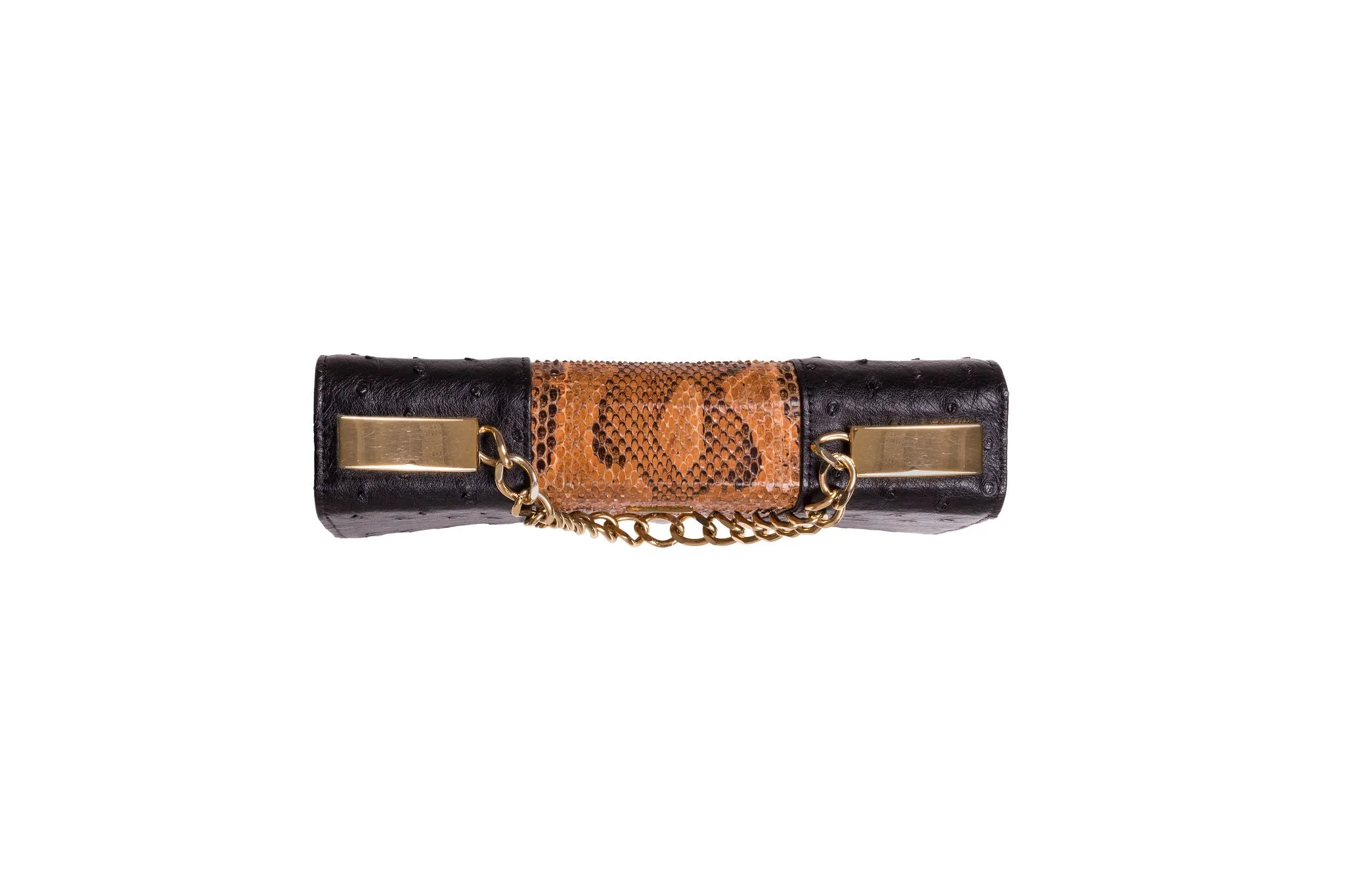 Belinda  - Ostrich & African Python Leather Clutch bag