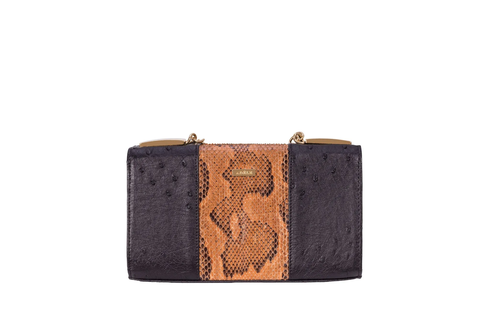 Belinda  - Ostrich & African Python Leather Clutch bag