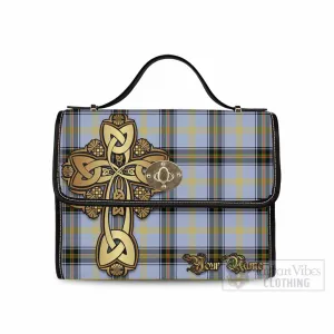 Bell Tartan Waterproof Canvas Bag Golden Thistle Celtic Cross Style