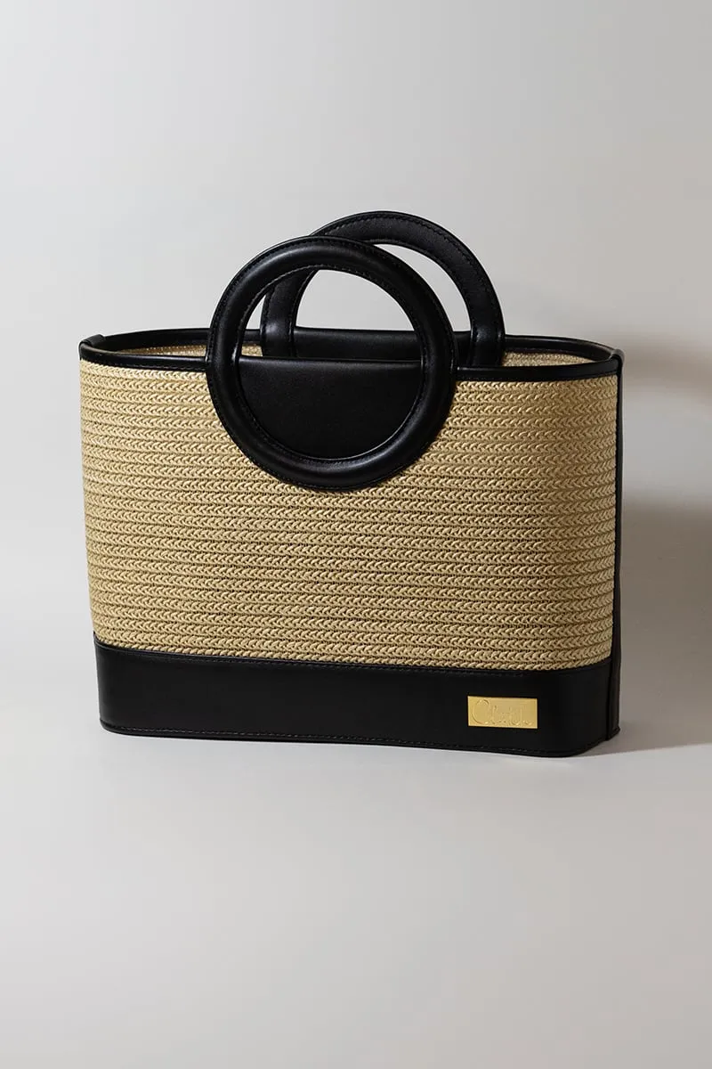 BELLA RAFFIA BAG - BLACK