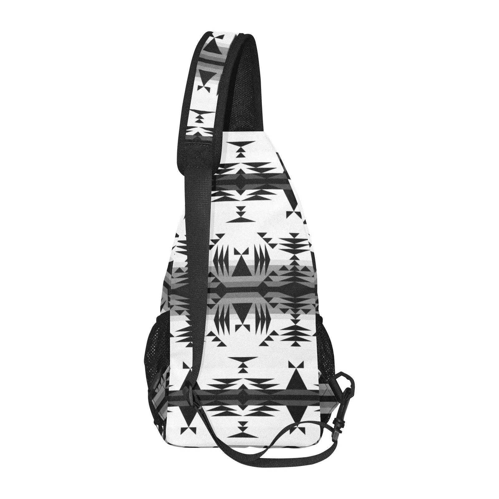 Between the Mountains White and Black Chest Bag