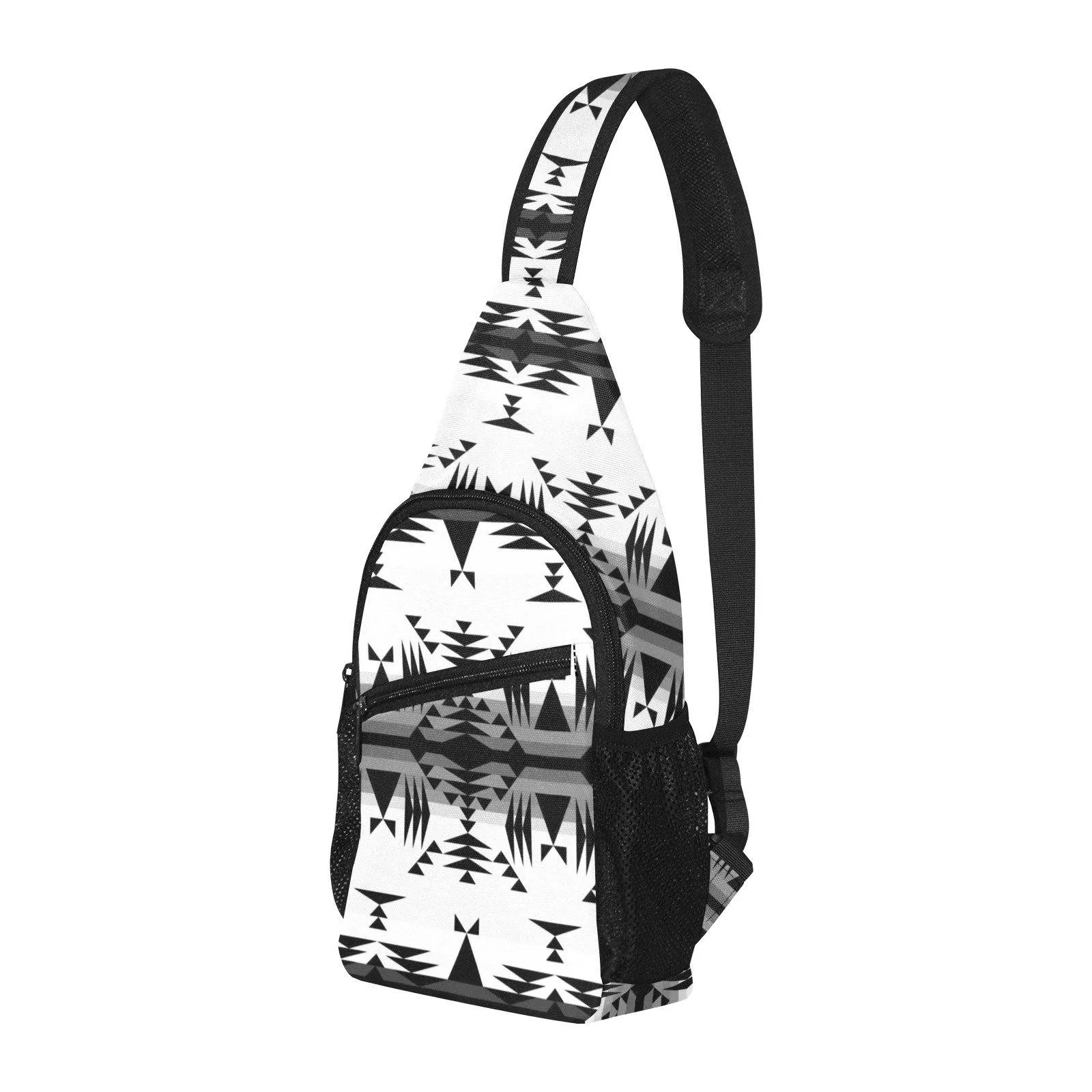 Between the Mountains White and Black Chest Bag