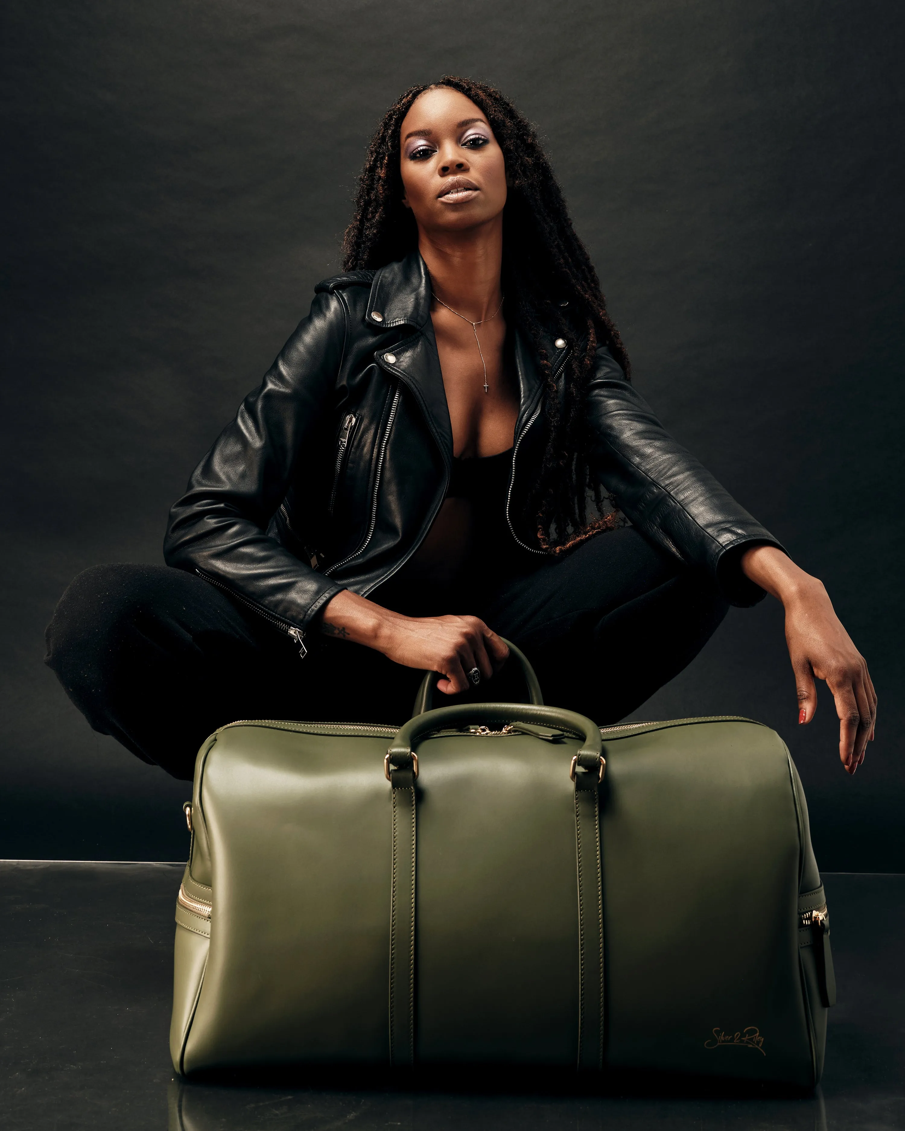 Beverly Hills Carryall Duffle Leather Bag in Olive Green - WAITLIST