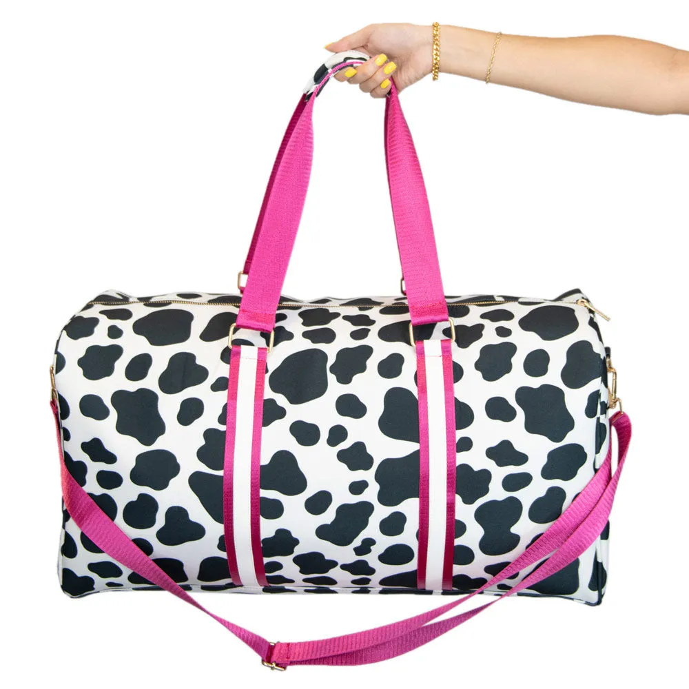 Black and White Cow Print Wholesale Weekender Bag