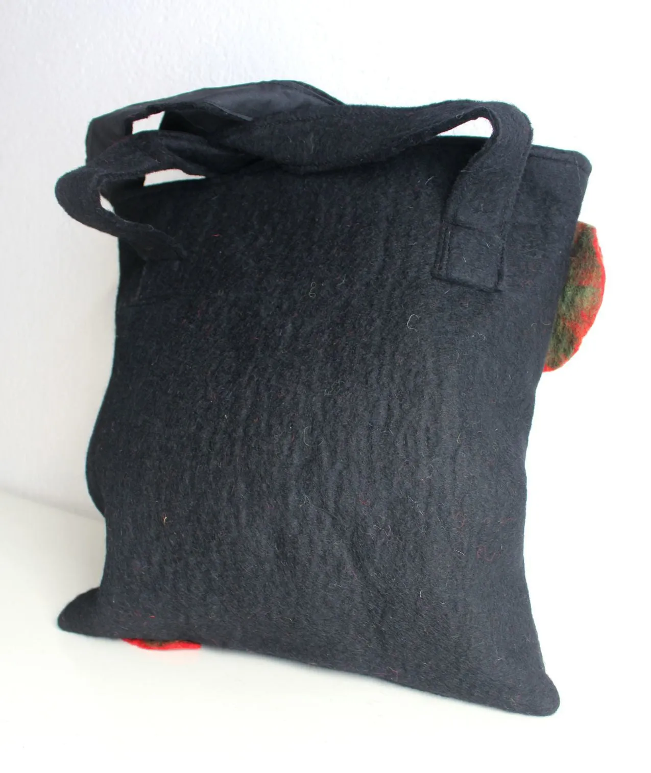 Black Felt Flower Tote Bag