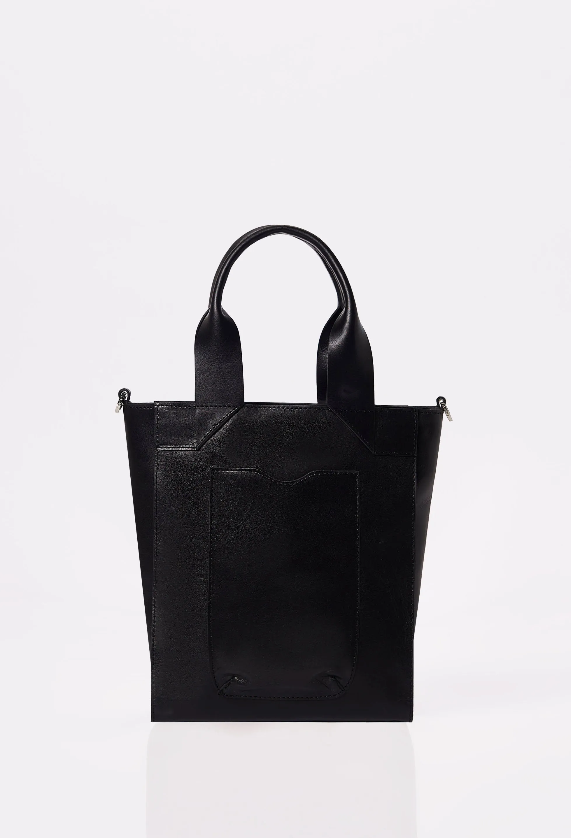 Black Leather Mini Tote Bag 'Lambro'