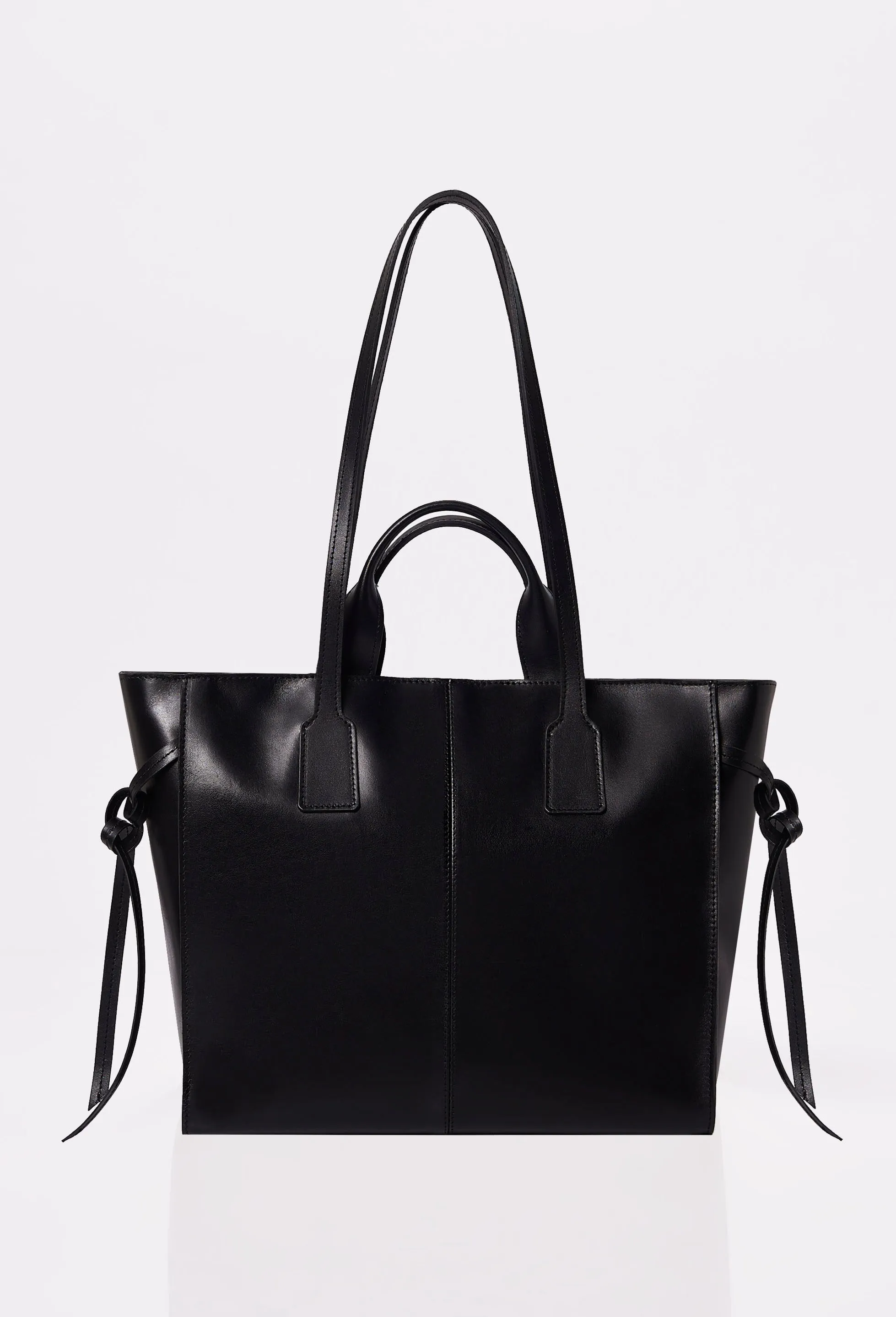 Black Leather Tote Bag 'Lambro'