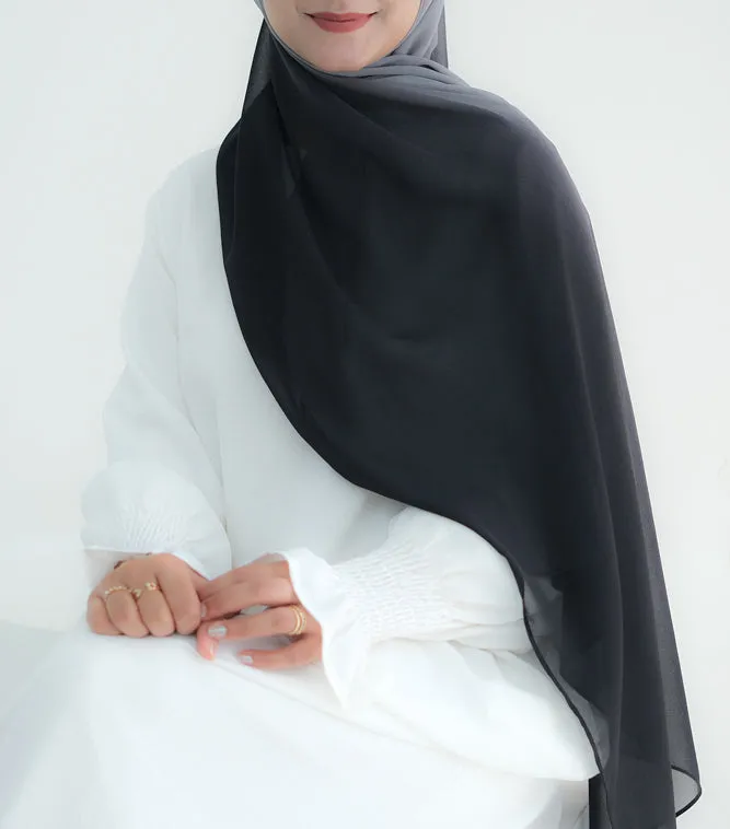 Black Ombre scarf rectangular hijab in chiffon premium quality