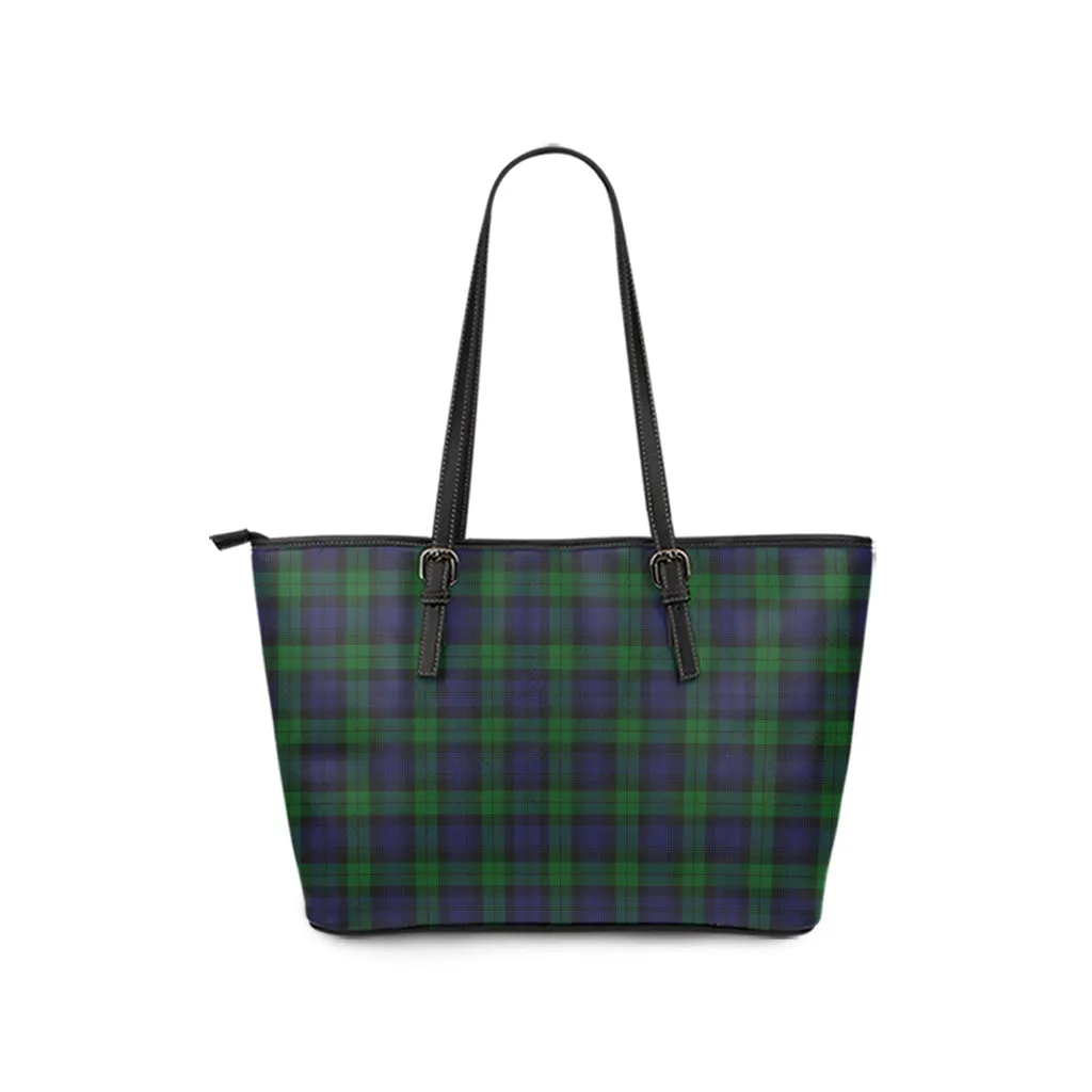 Black Watch Tartan Leather Tote Bag