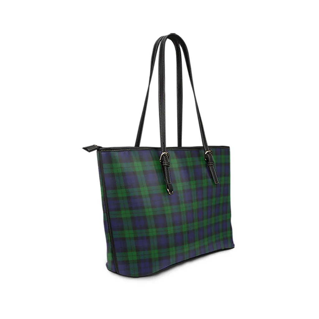 Black Watch Tartan Leather Tote Bag