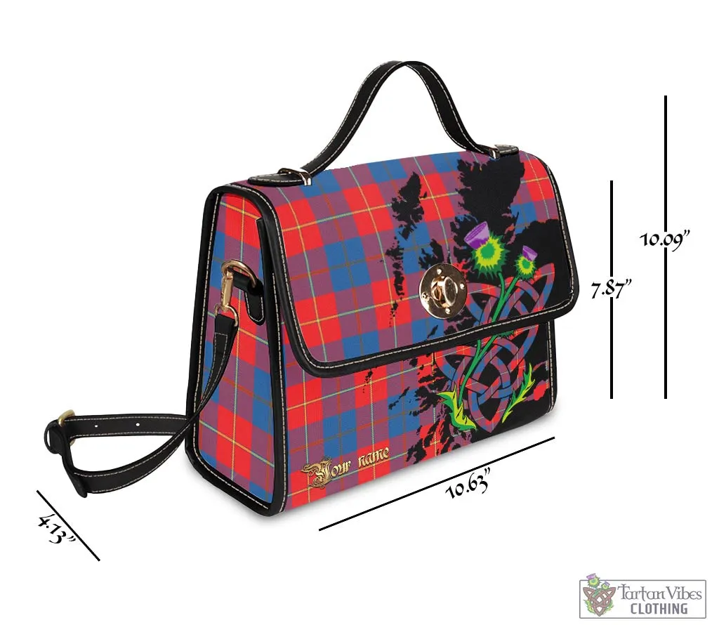 Blane Tartan Waterproof Canvas Bag with Scotland Map and Thistle Celtic Accents