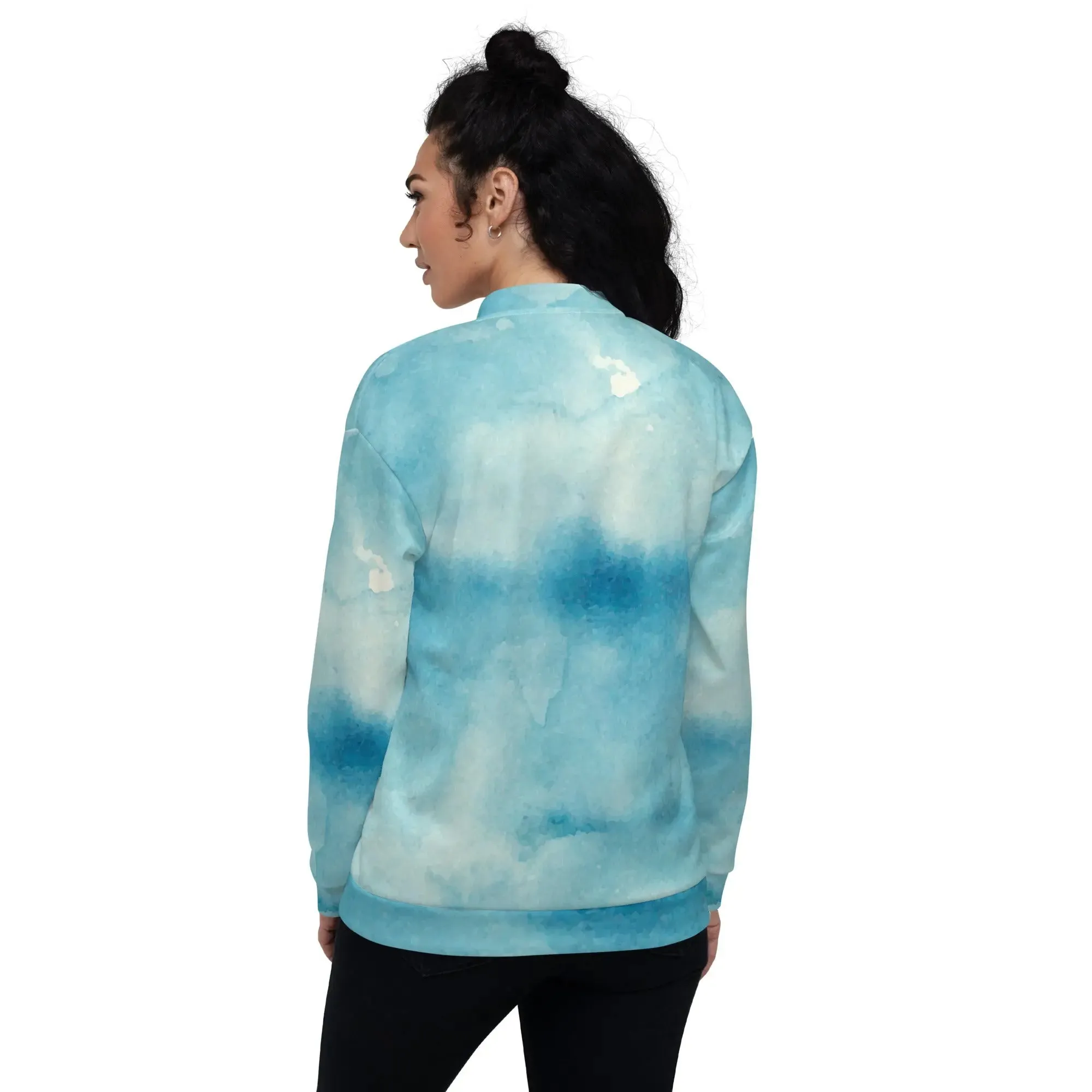 Blue Watercolor Unisex Bomber Jacket