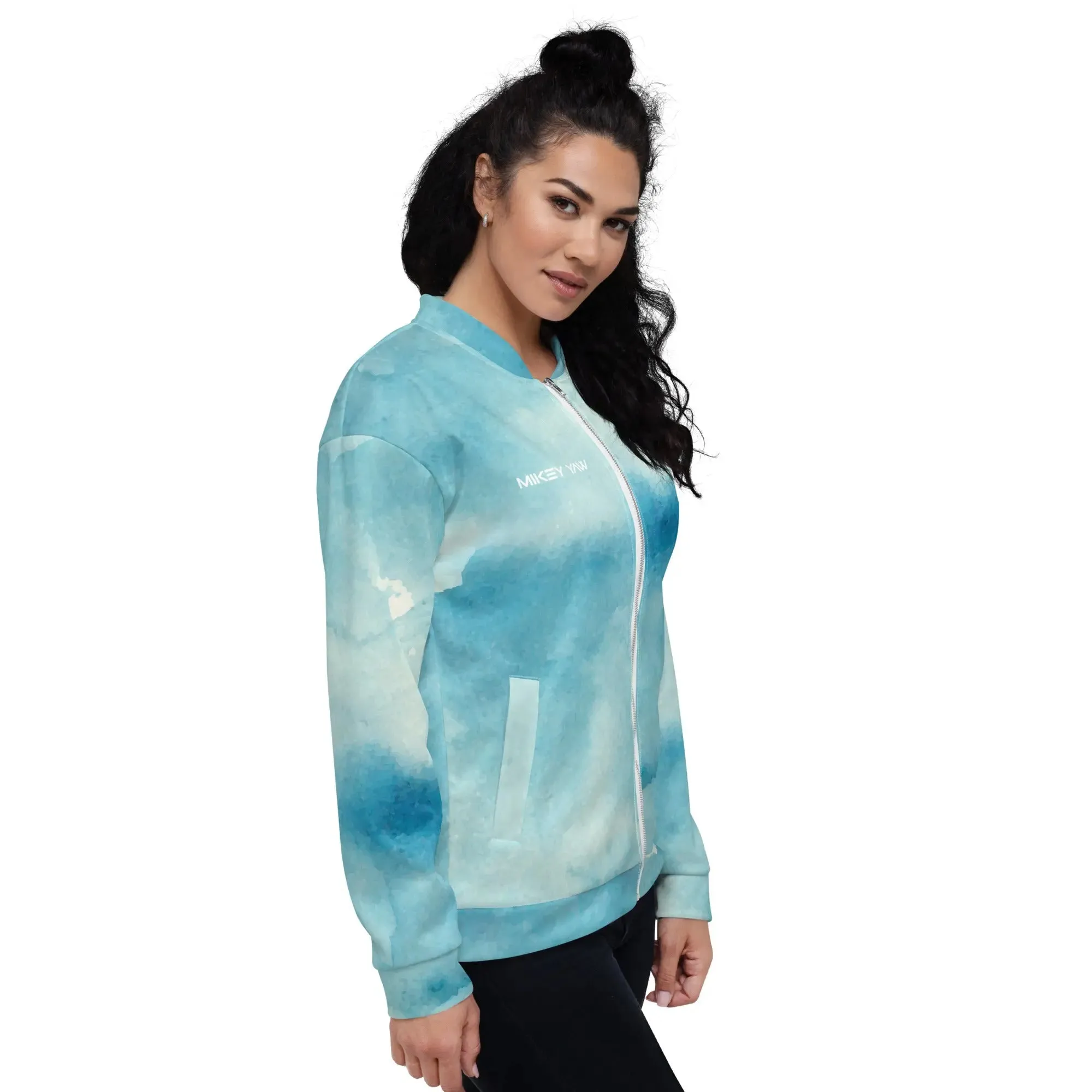 Blue Watercolor Unisex Bomber Jacket