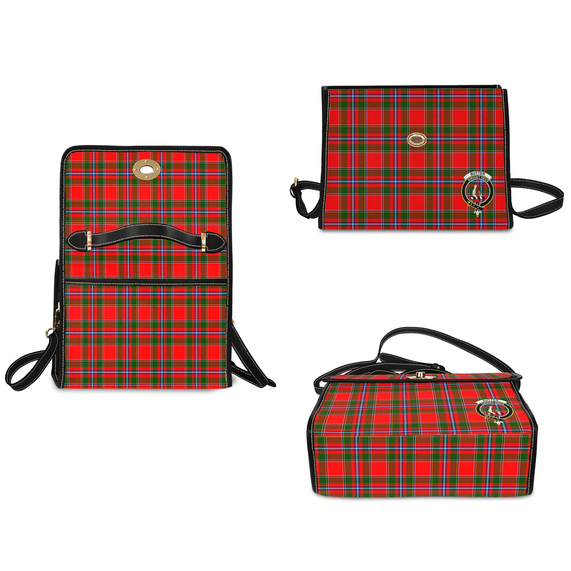 Butter Tartan Waterproof Canvas Bag with Family Crest