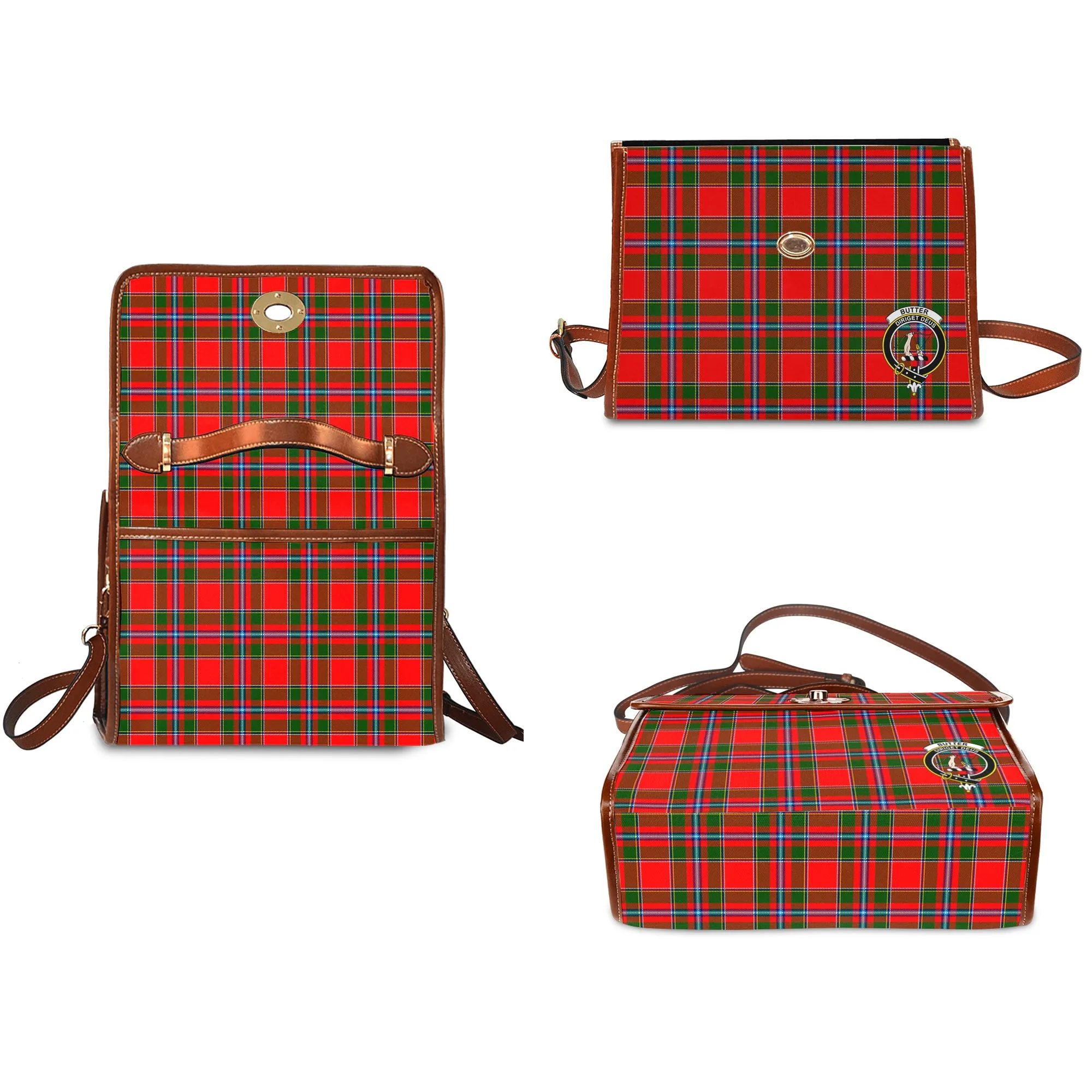 Butter Tartan Waterproof Canvas Bag with Family Crest