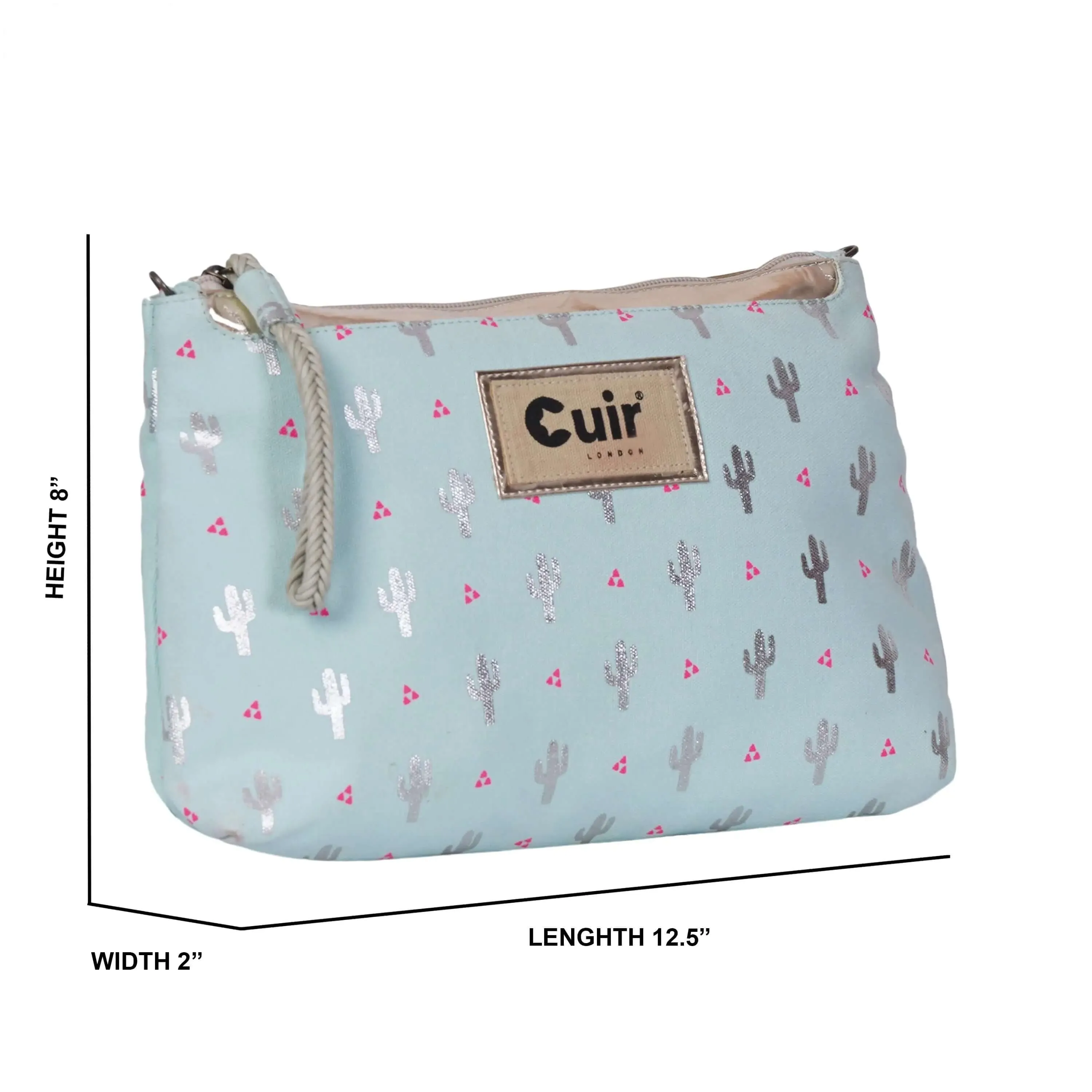 Cactus Printed Clutch Bag: 12.5 L x 2 W x 8 H Inches